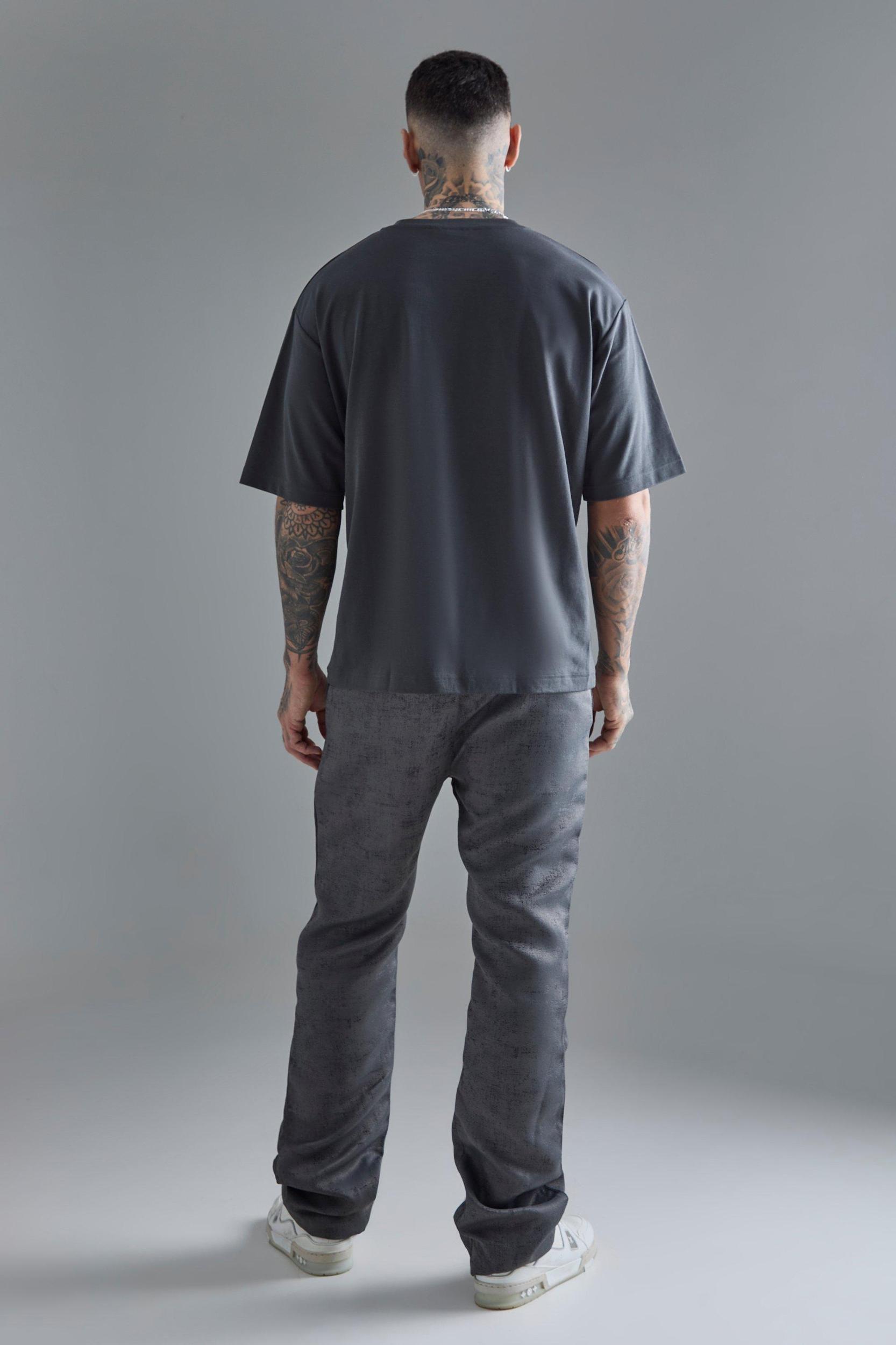 Tall Elasticated Waist Slim Gusset Texture Pants | boohooMAN USA Product Image