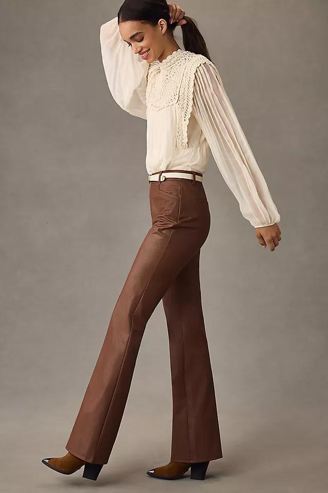 PAIGE Laurel Canyon Faux Leather High-Rise Flare Jeans Product Image