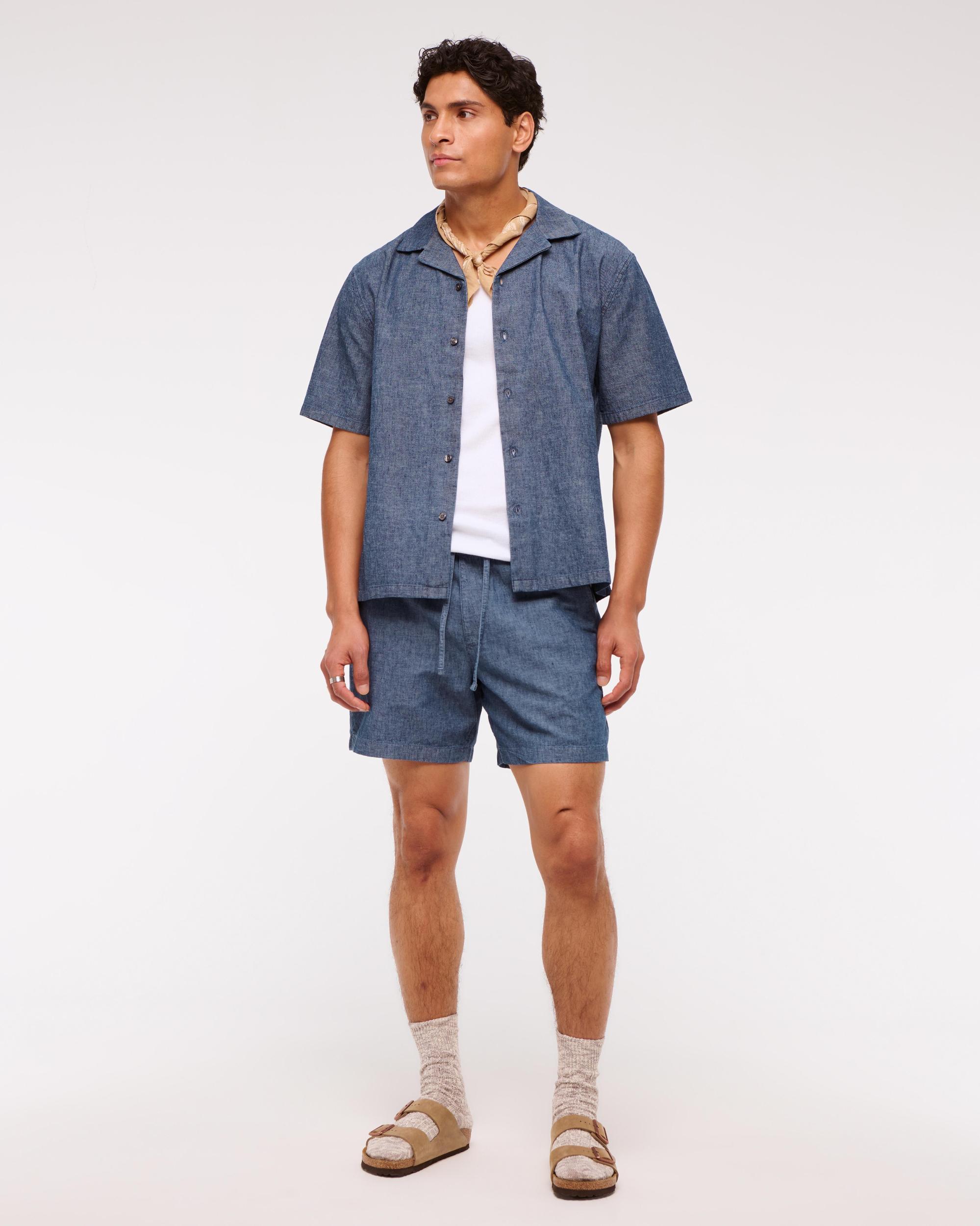 Camp Collar Summer Linen-Blend Shirt Product Image