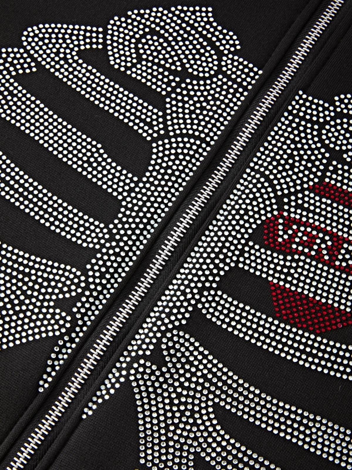 Men's Halloween Rhinestone Skull Zip Up Hoodie Product Image