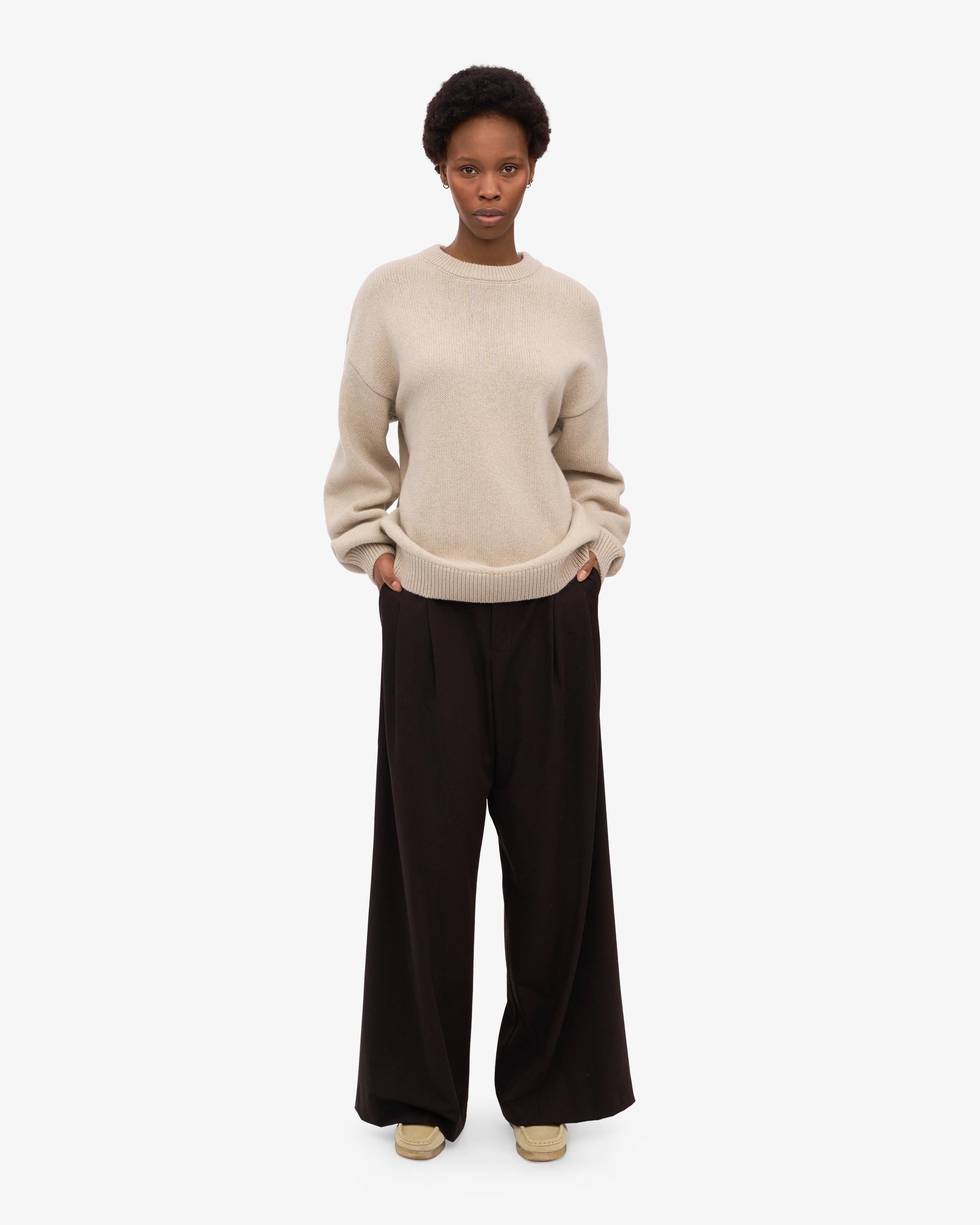 Oversized Merino Wool Crew - Ivory White Product Image