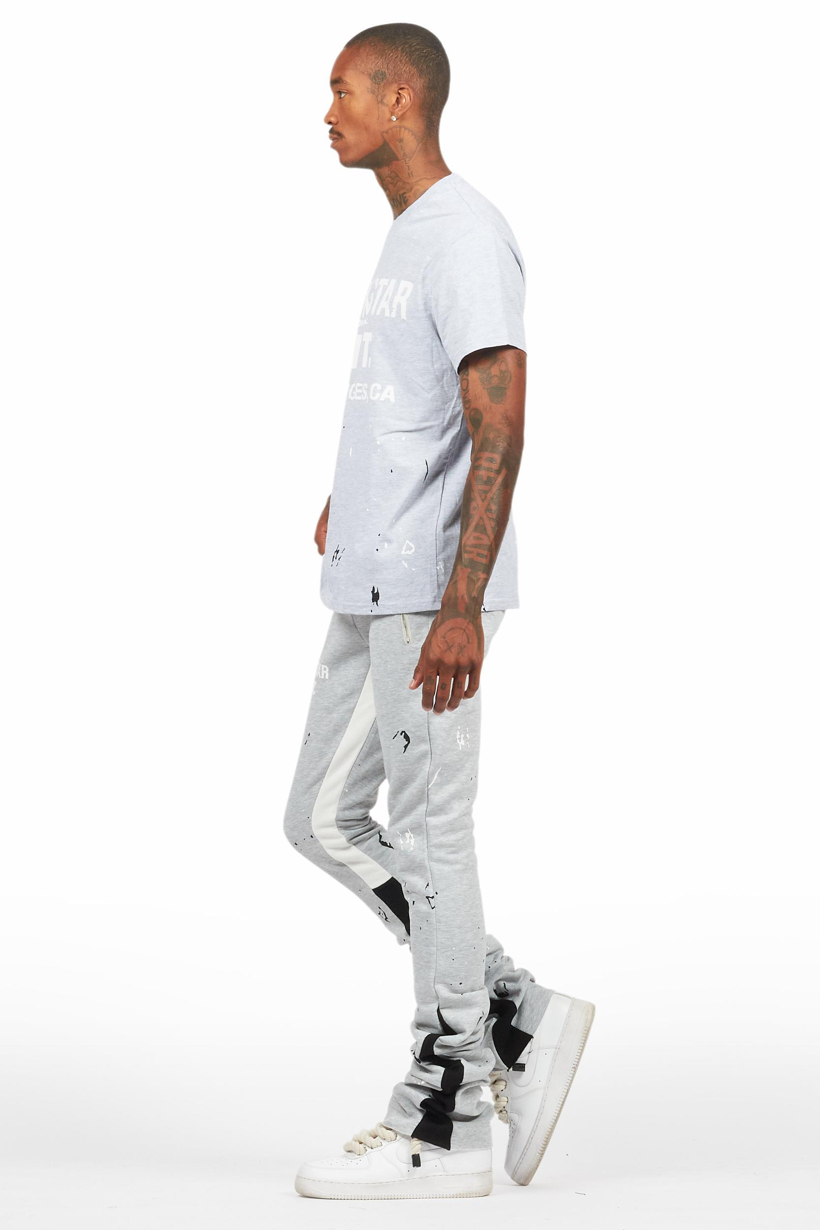 Scottie Heather Grey T-Shirt/Stacked Flare Track Pant Set Male Product Image