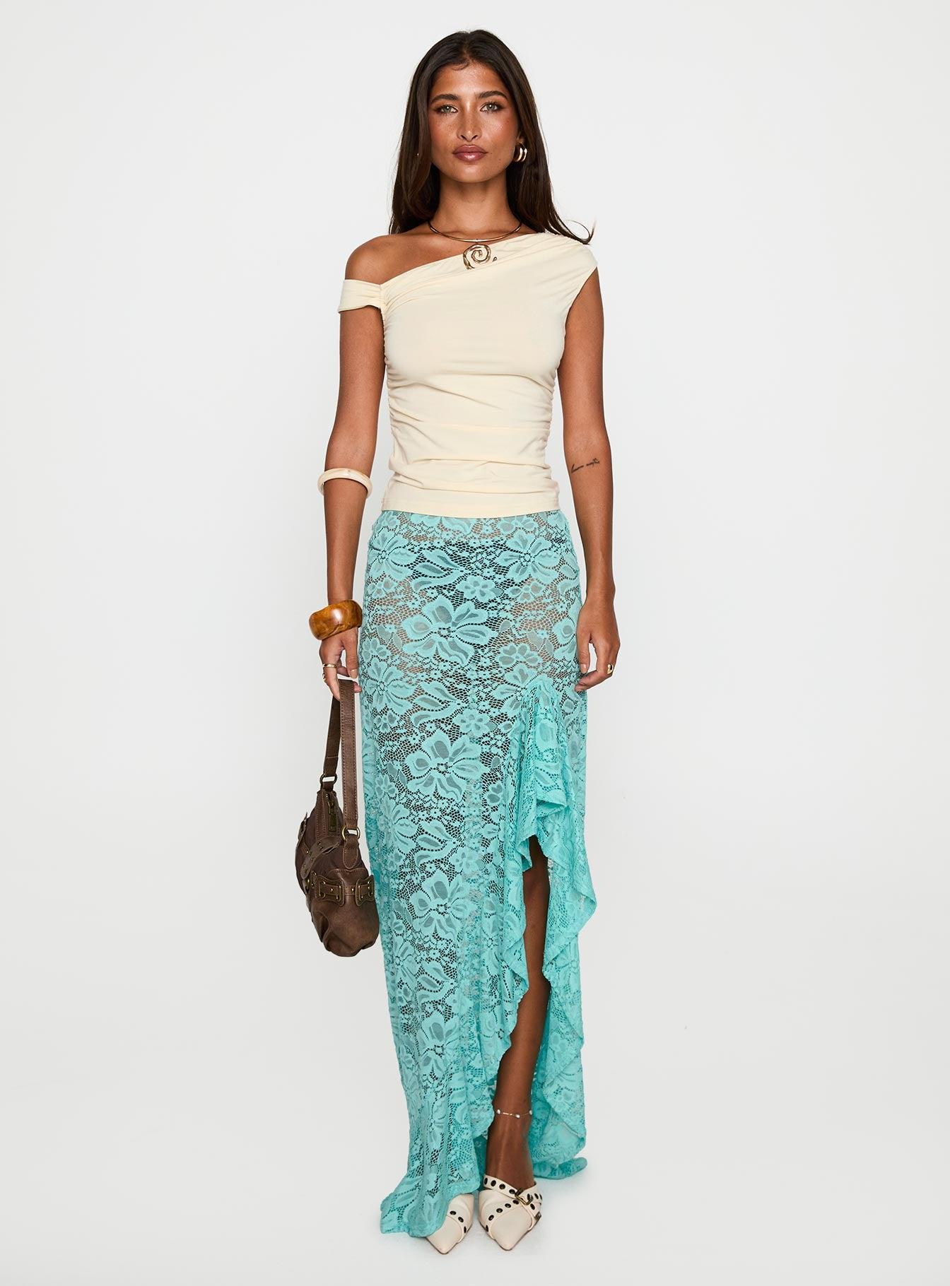 Bluemoon Lace Maxi Skirt Blue Product Image