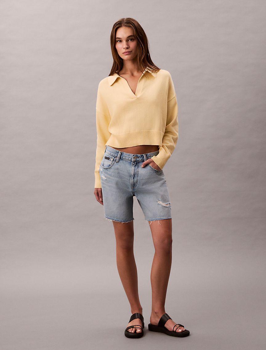 Smooth Cotton Polo Sweater Product Image