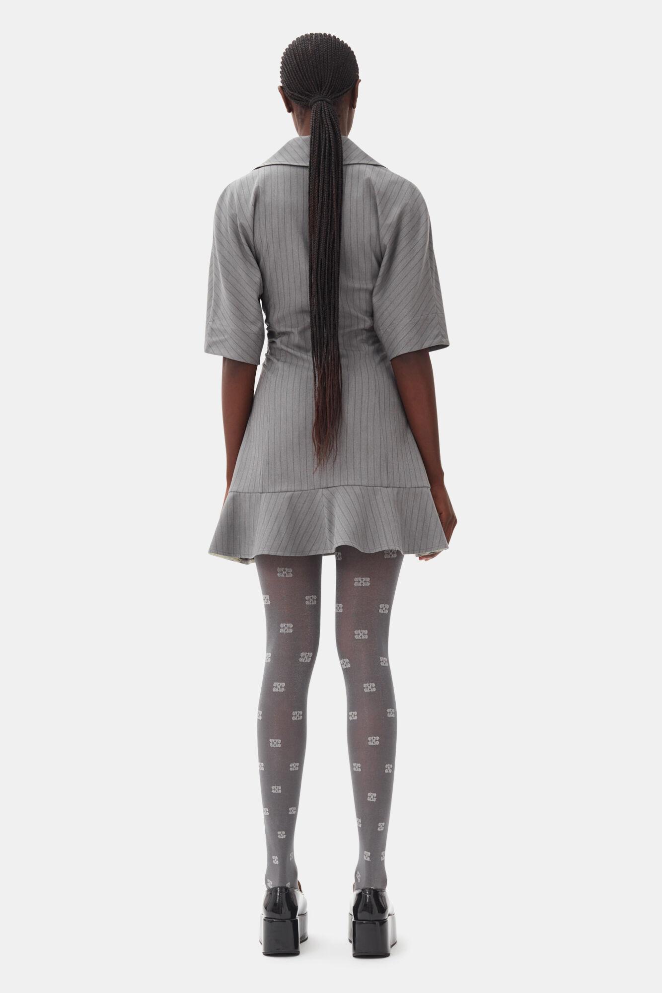 Grey Striped Suiting Mini Dress Product Image