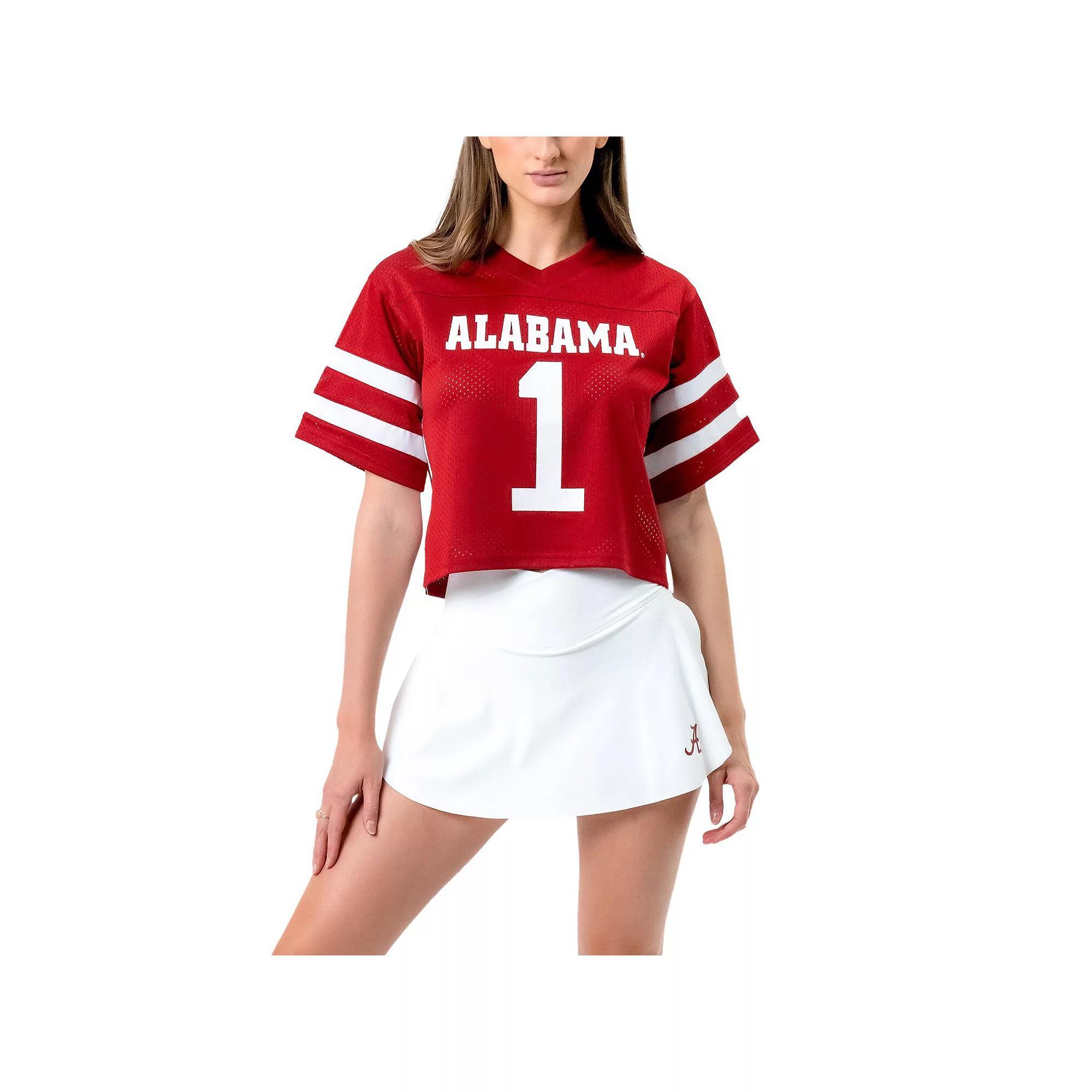Women's Established & Co. Crimson Alabama Crimson Tide Fashion Boxy Cropped Football Jersey, Size: XL, Red Product Image