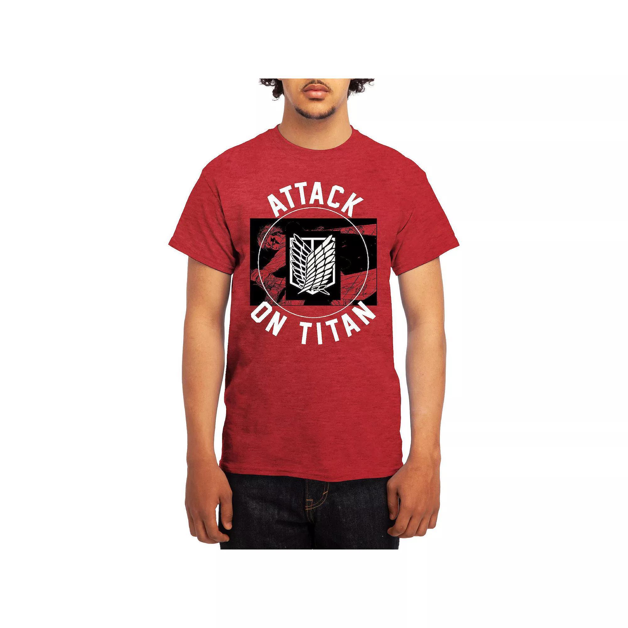 Men's Attack on Titan Circle Emblem Sword Tee, Size: Small, Grey Red Product Image