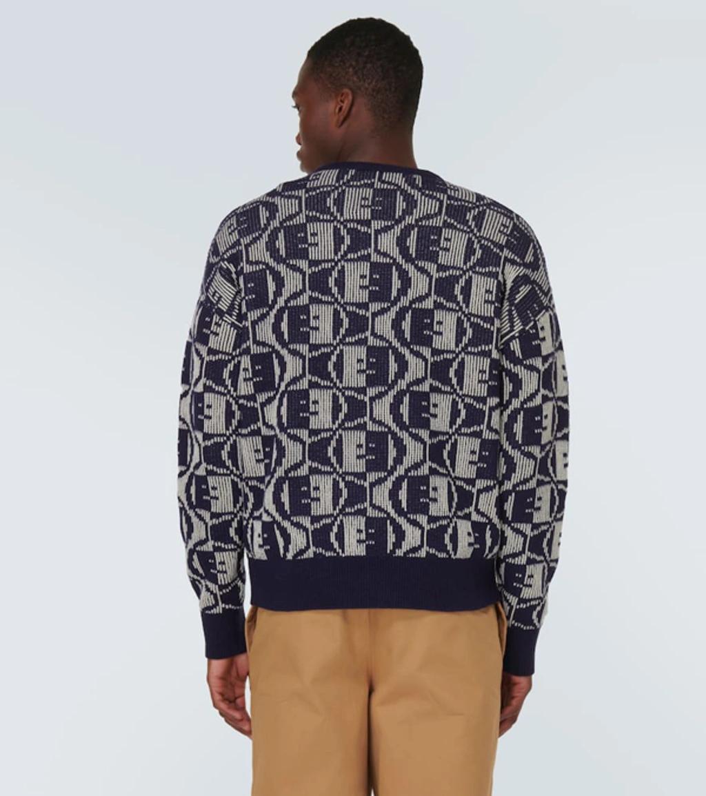 ACNE STUDIOS Katch Wool And Cotton-blend Jacquard-knit Sweater In Blue Product Image