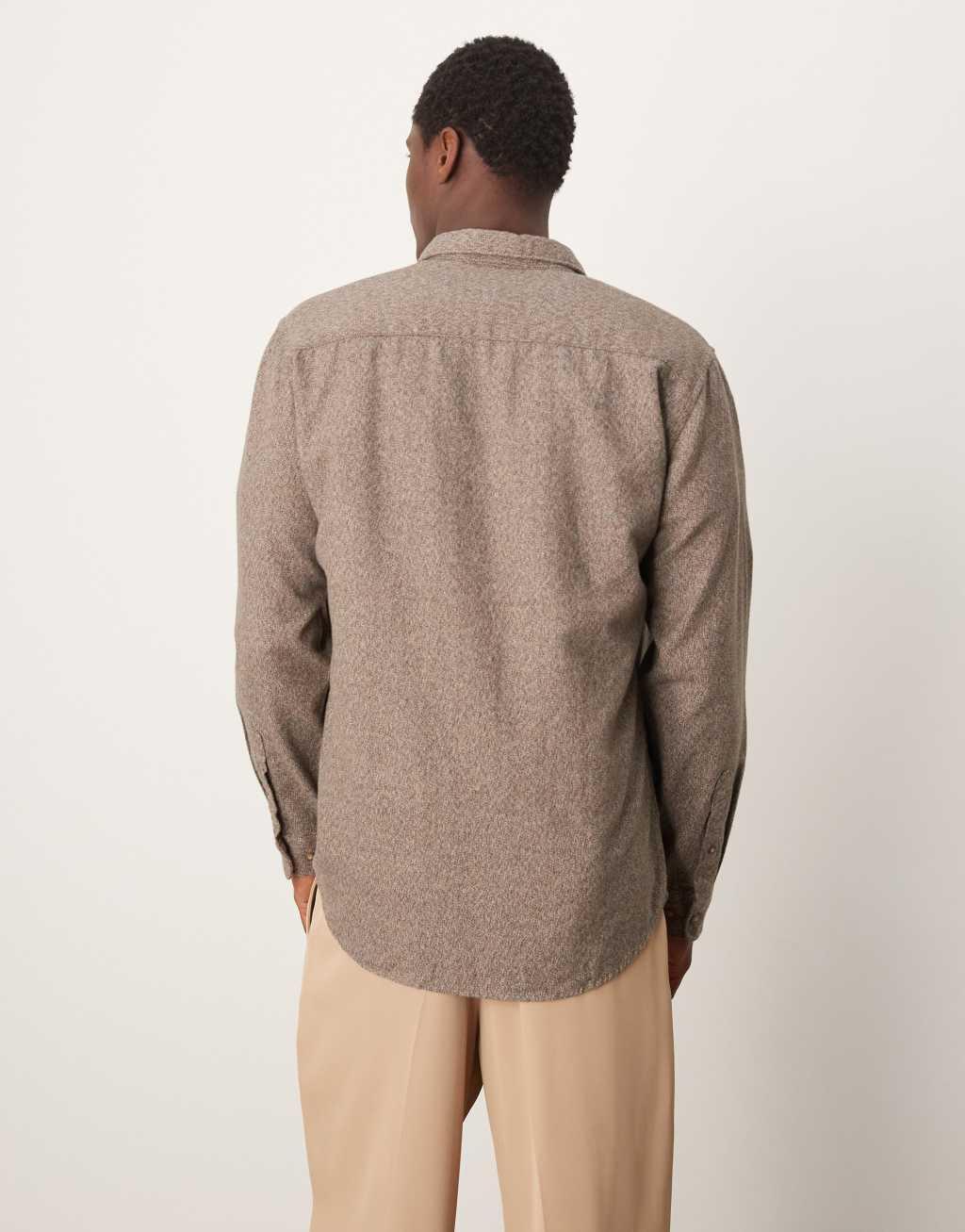 Selected Homme oversized flannel shirt in brown Product Image