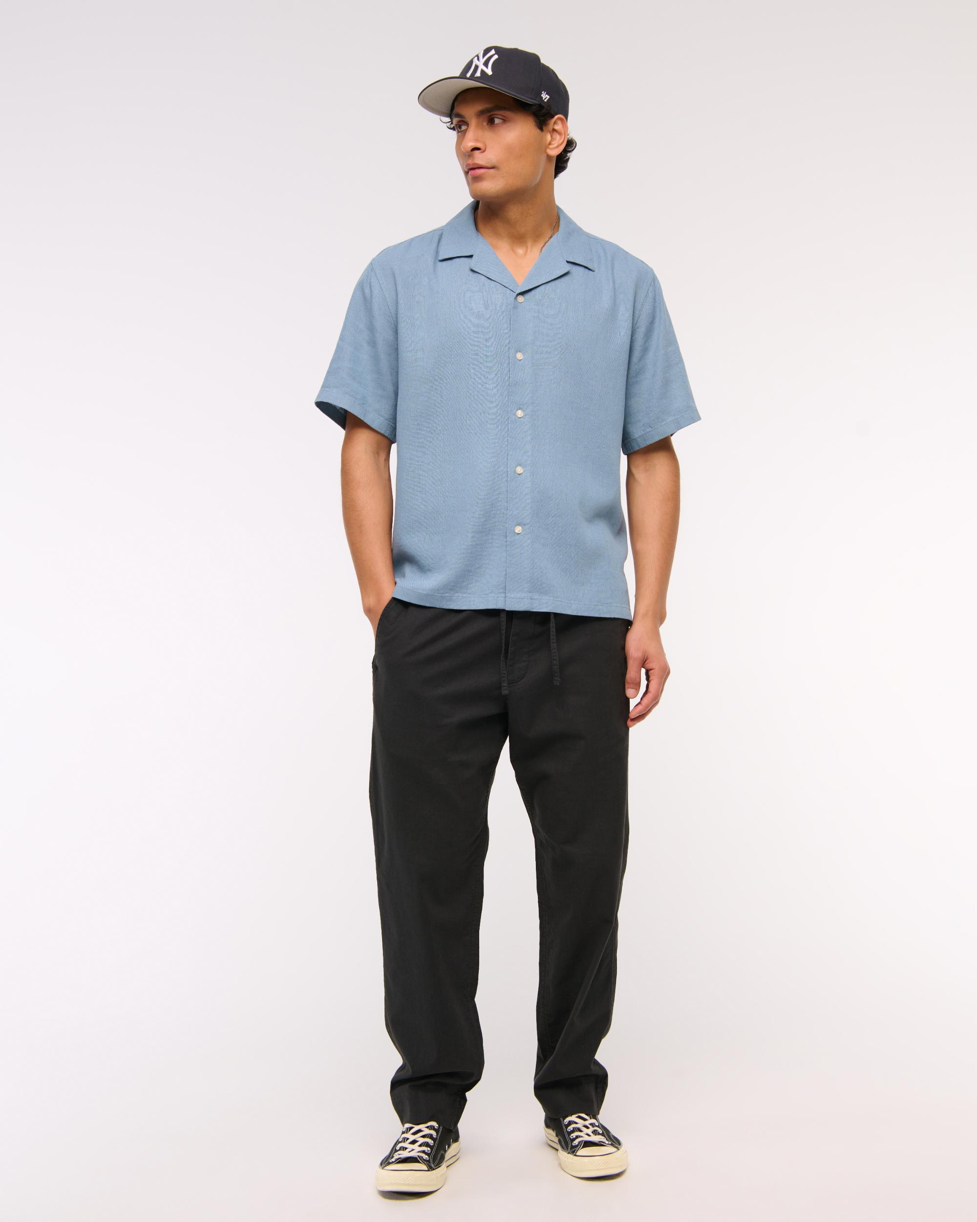 Camp Collar Summer Linen-Blend Shirt Product Image