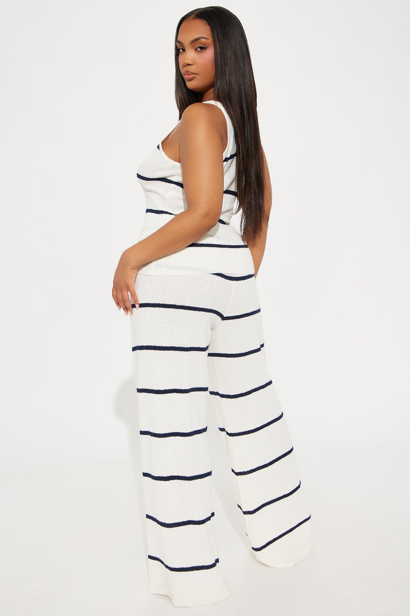 Samantha Striped Pant Set - Cream/combo Product Image