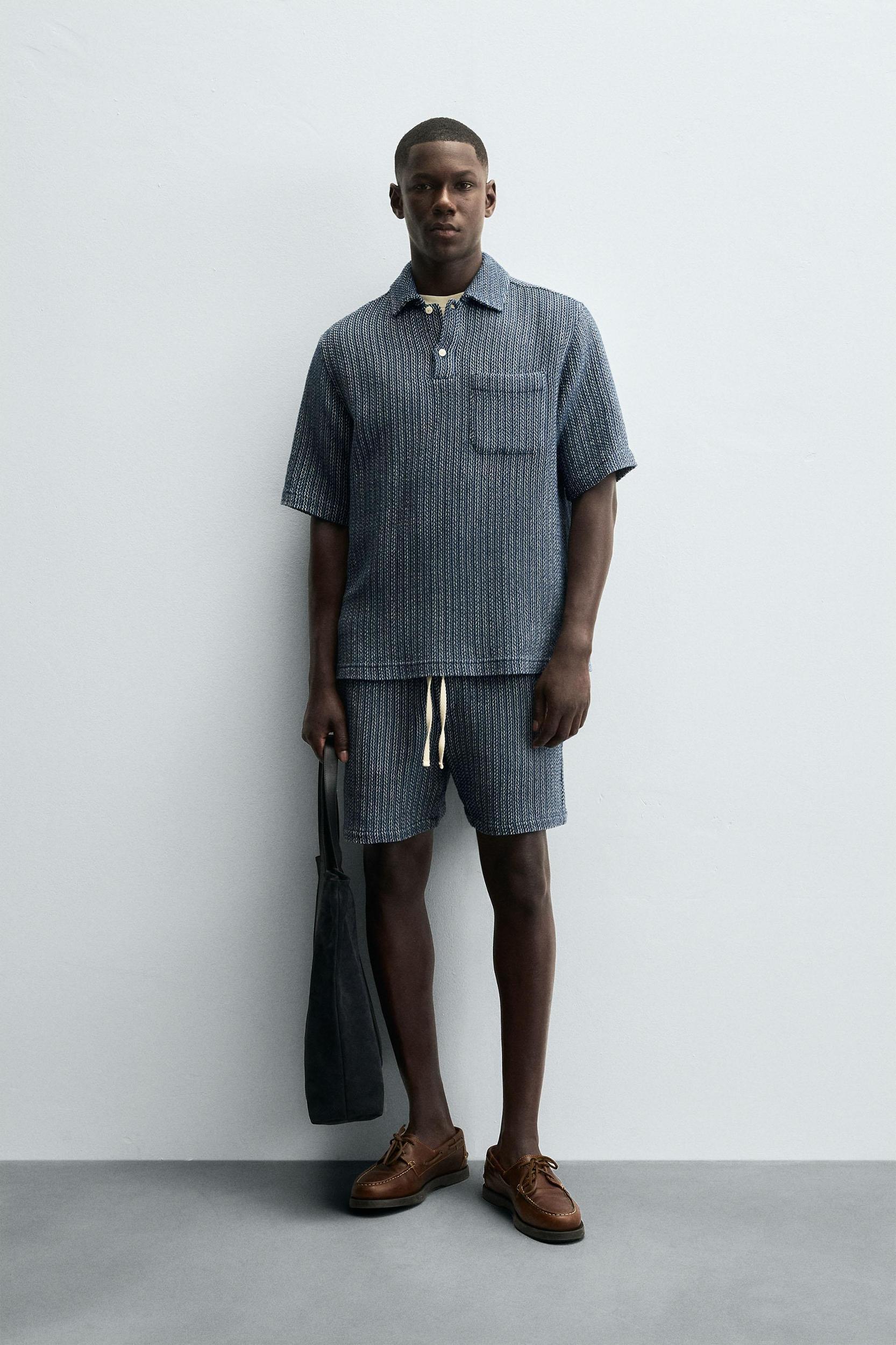 JACQUARD TEXTURED BERMUDA SHORTS Product Image