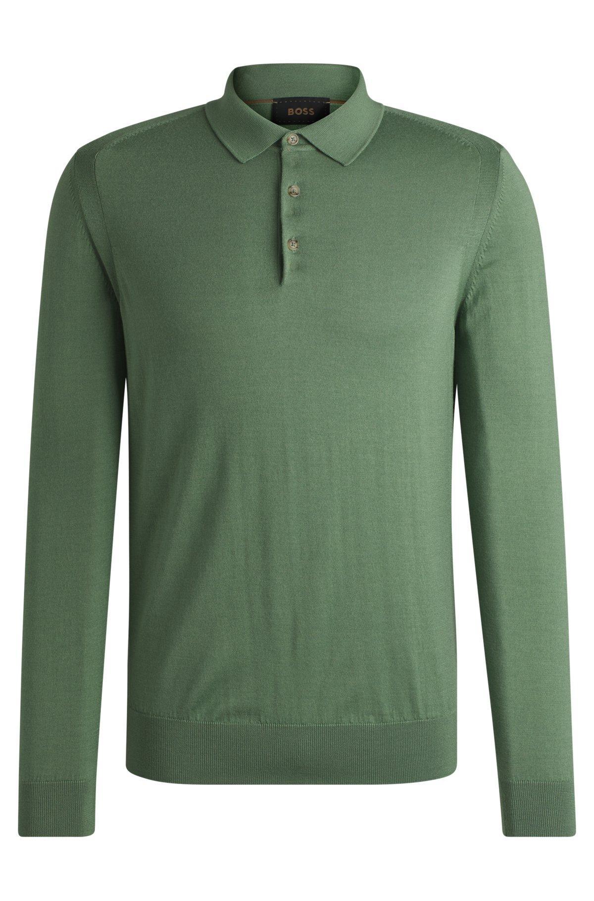 Regular-fit polo sweater in wool, silk and cashmere Product Image