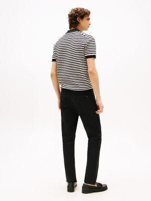 Short-Sleeve Stripe Polo Sweater Product Image