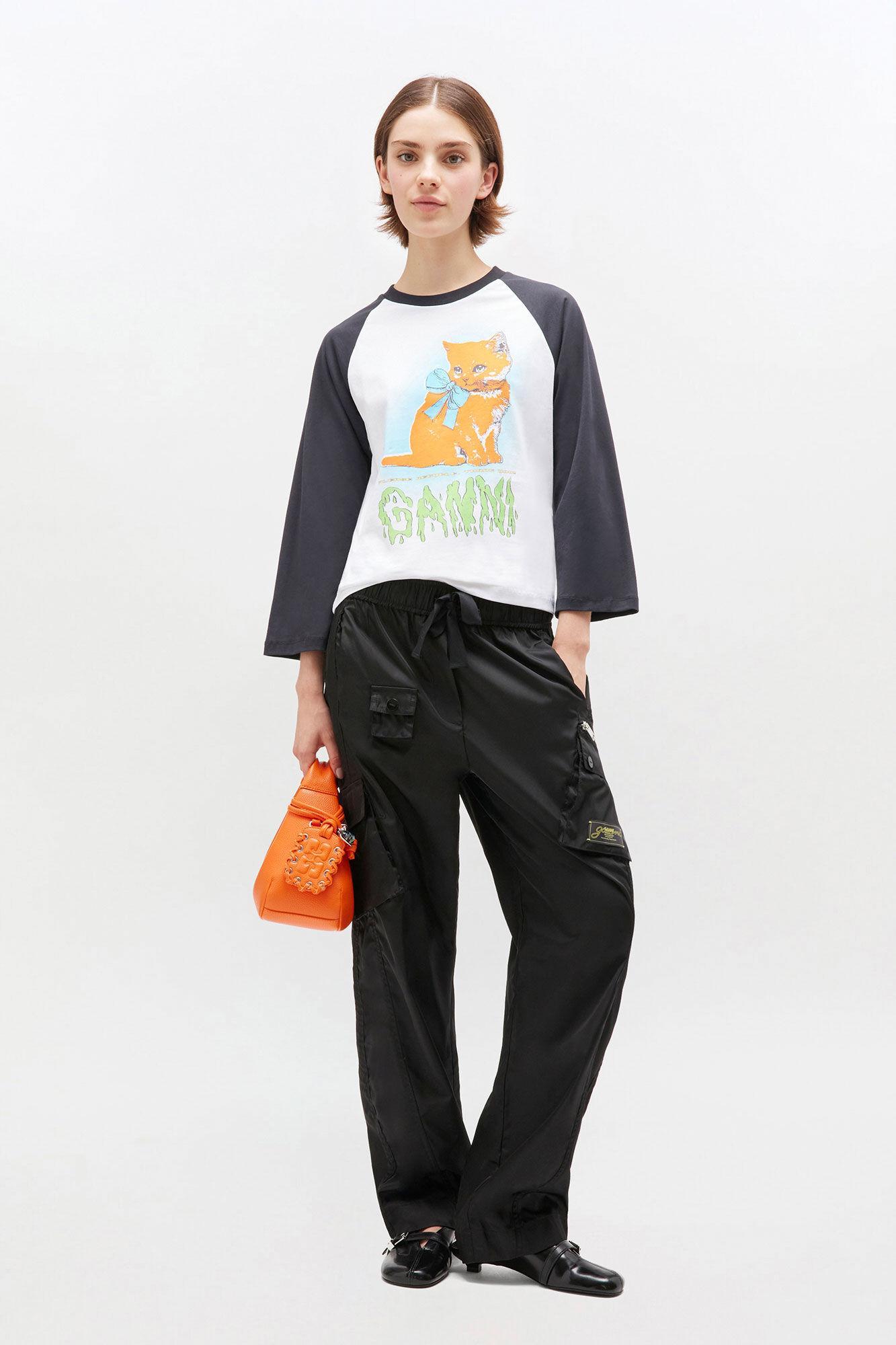 White Cropped Kitty T-shirt Product Image