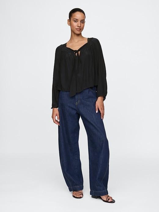 Square-Neck Bow Cropped Top Product Image