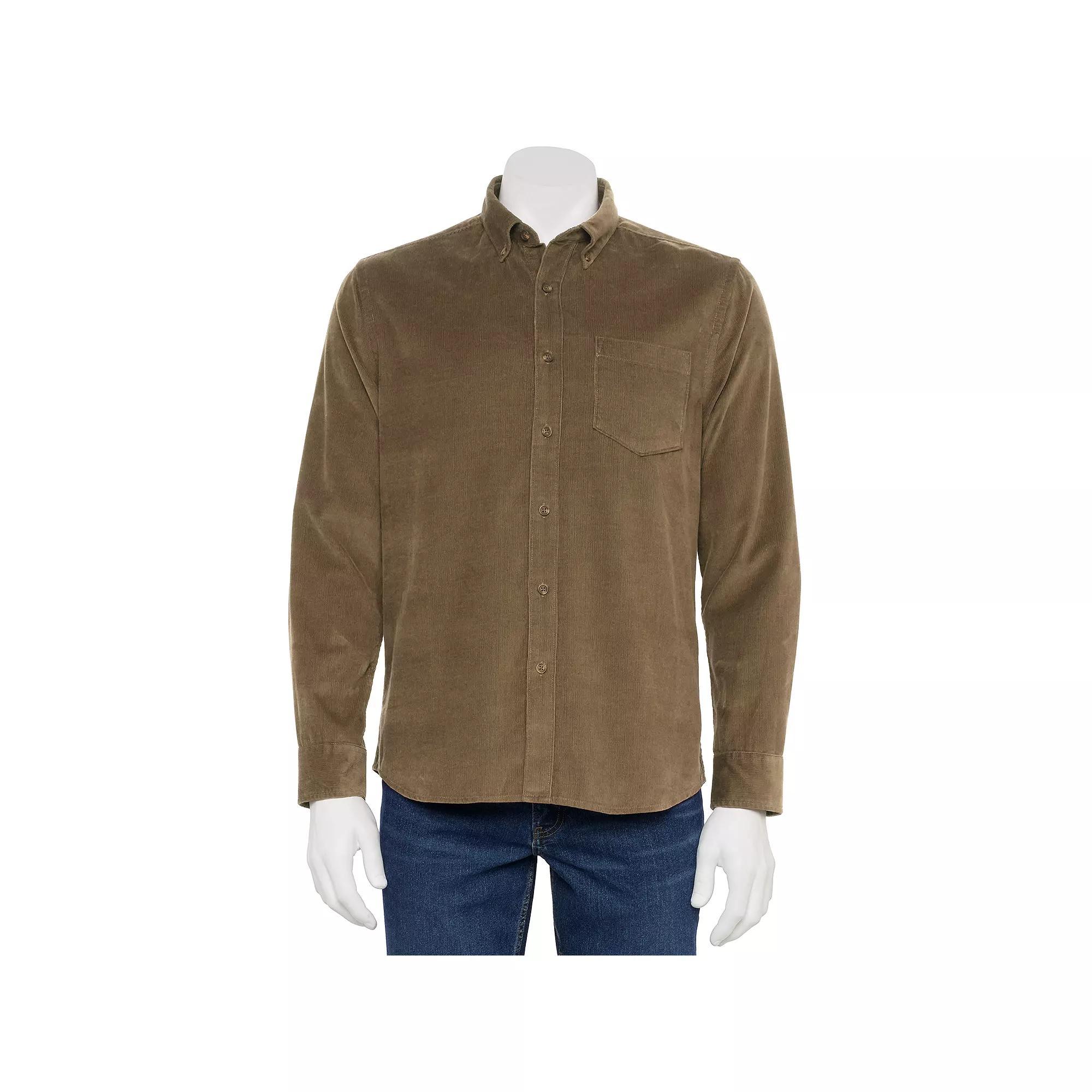 Men's Sonoma Goods For Life® Long Sleeve Perfect Length Button-Down Shirt, Size: Small, Brown Chip Product Image