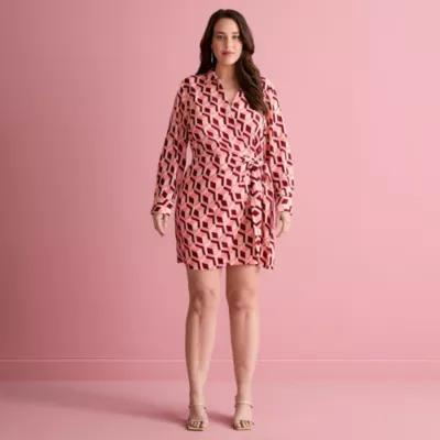 Bold Elements x Ally Brooke Womens Plus Long Sleeve Wrap Dress Product Image