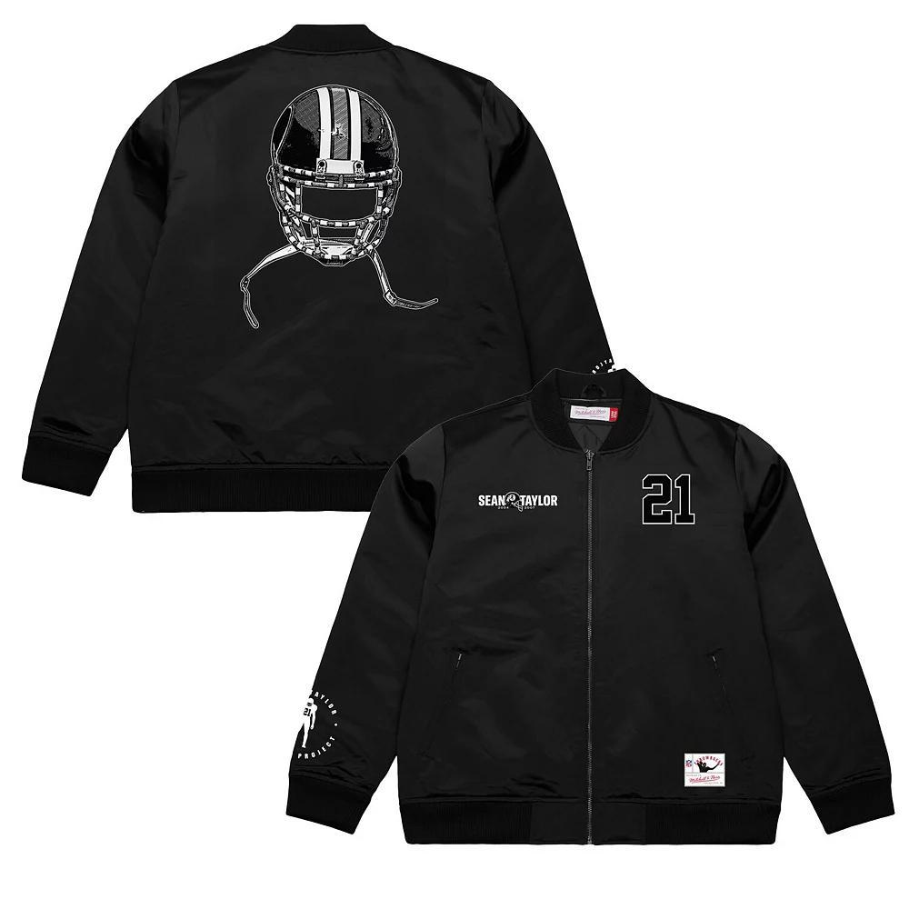 Men's Mitchell & Ness Sean Taylor Black Washington Commanders Name & Number Full-Zip Bomber Jacket, Size: 2XL, Wft Black Product Image