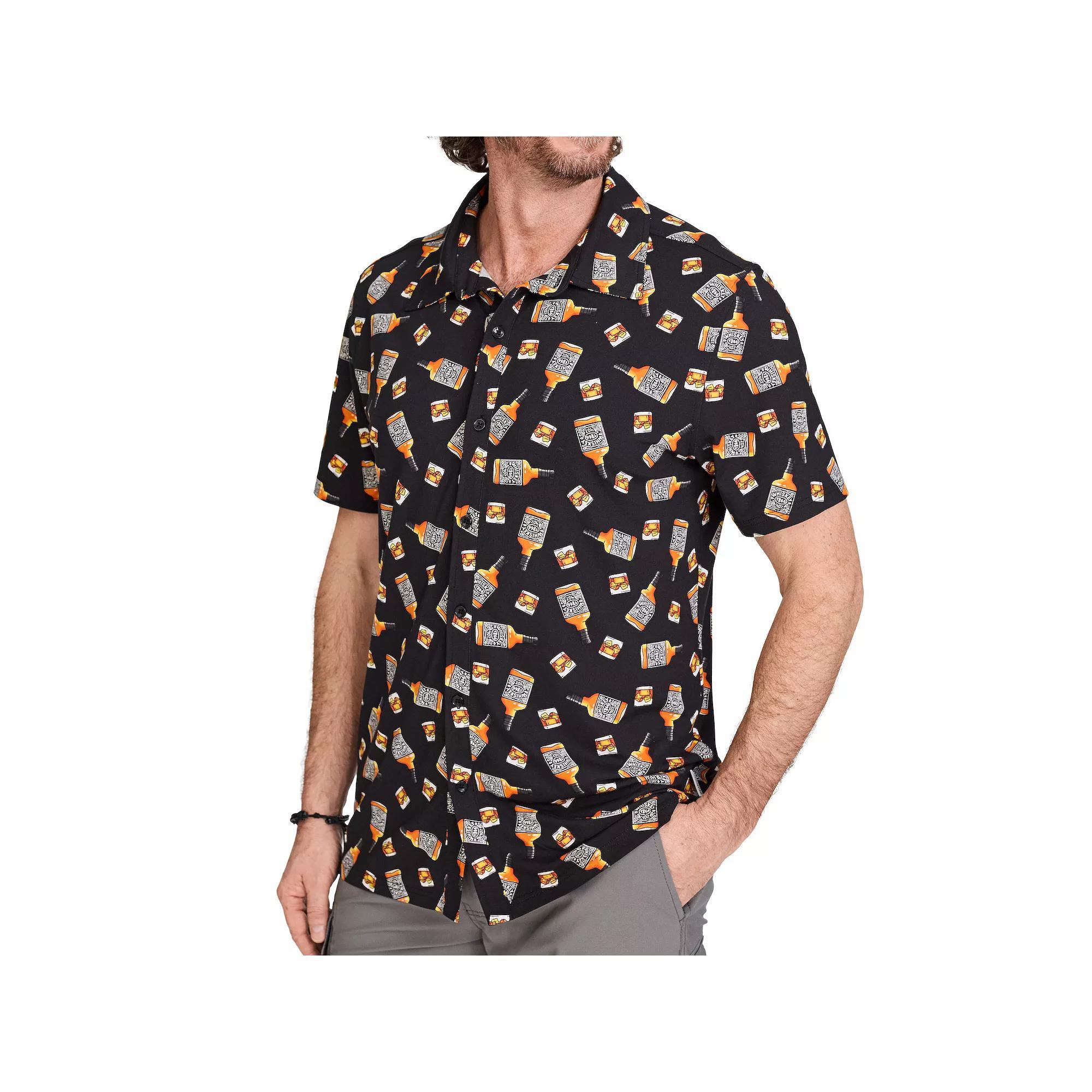 Men's WEARFIRST Short Sleeve Jersey Button Front Shirt, Size: Large, White Beer Print Product Image