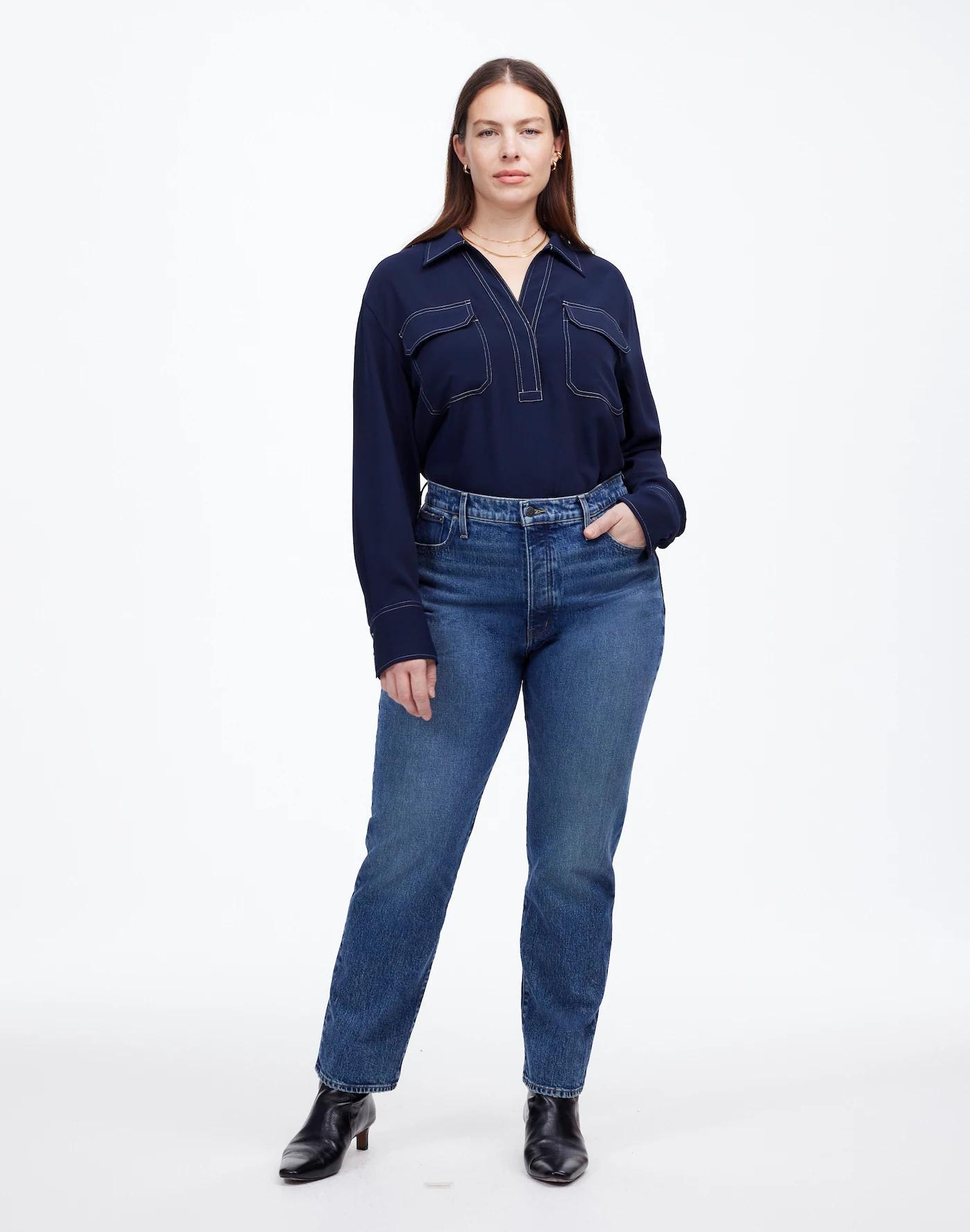 Contrast-Stitch Popover Shirt Product Image