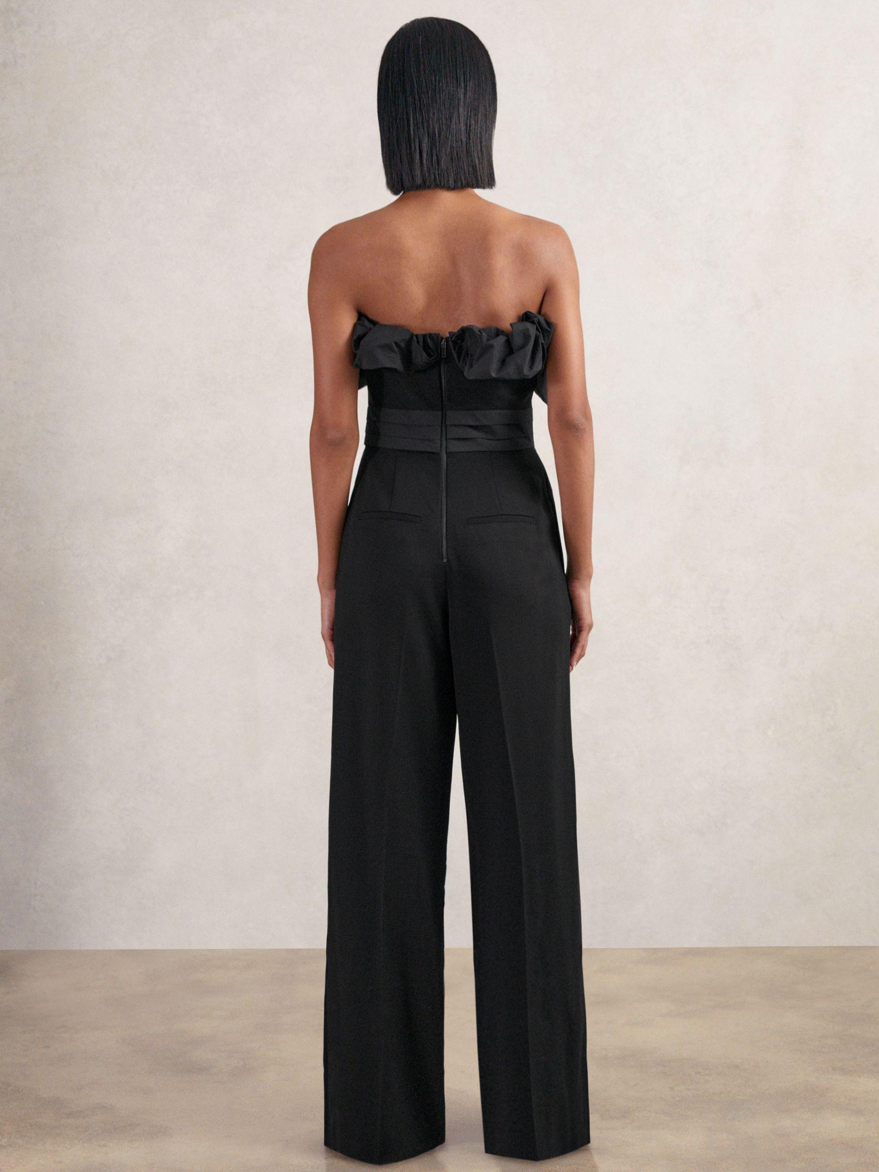 Sculptural Strapless Wide-Leg Jumpsuit in Black Product Image