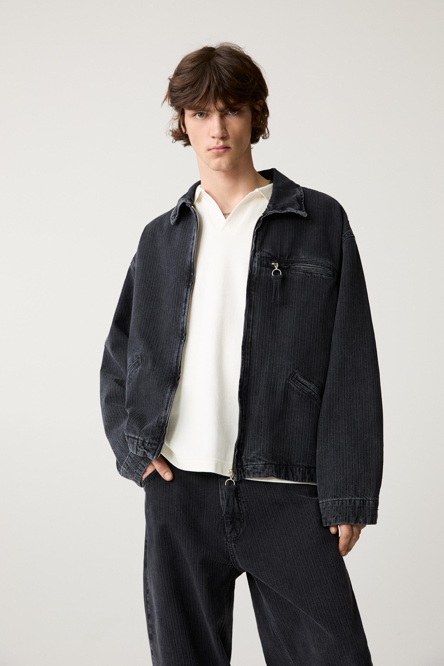 Textured denim jacket Product Image