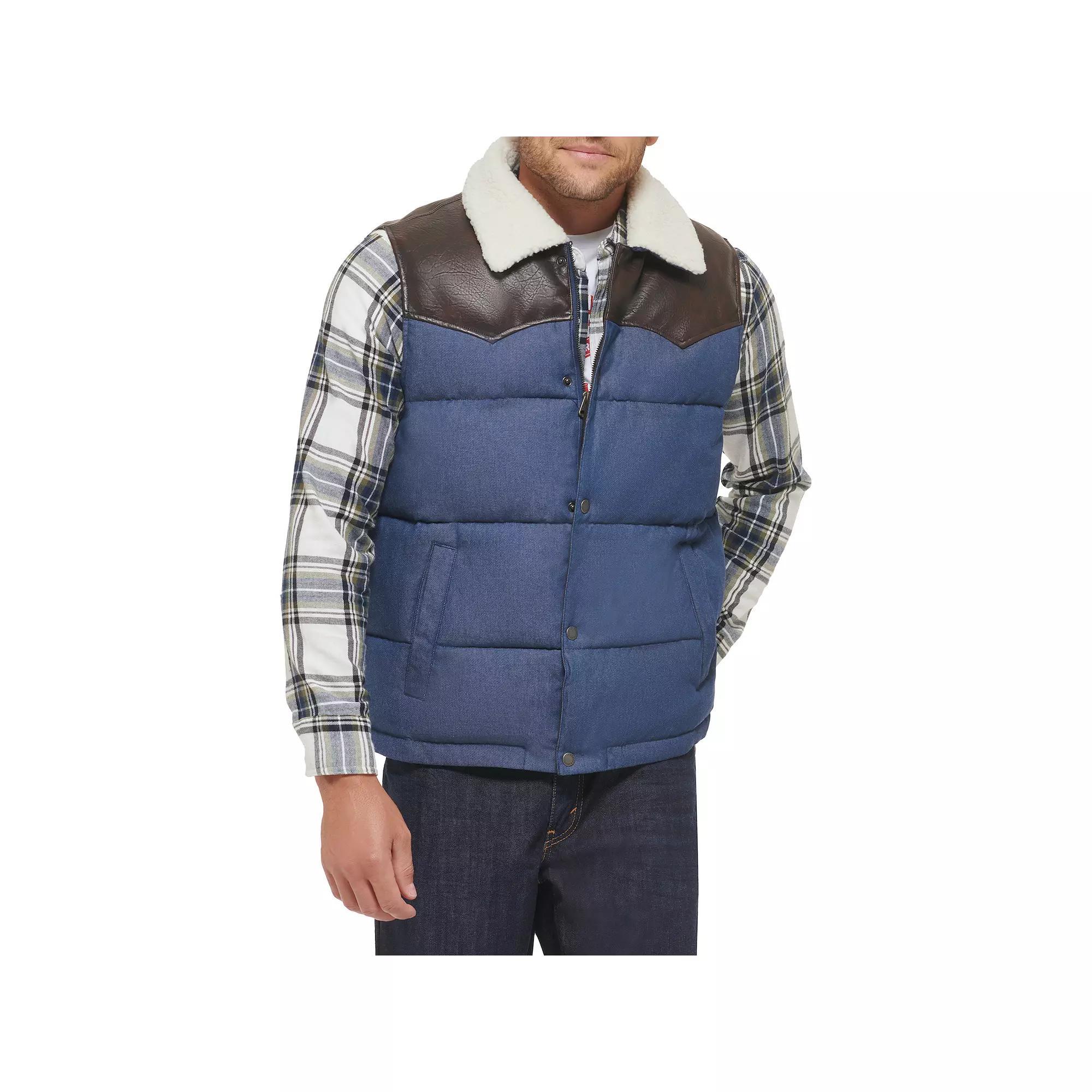 Mens Levis Out West Mixed Media Vest Blue Product Image
