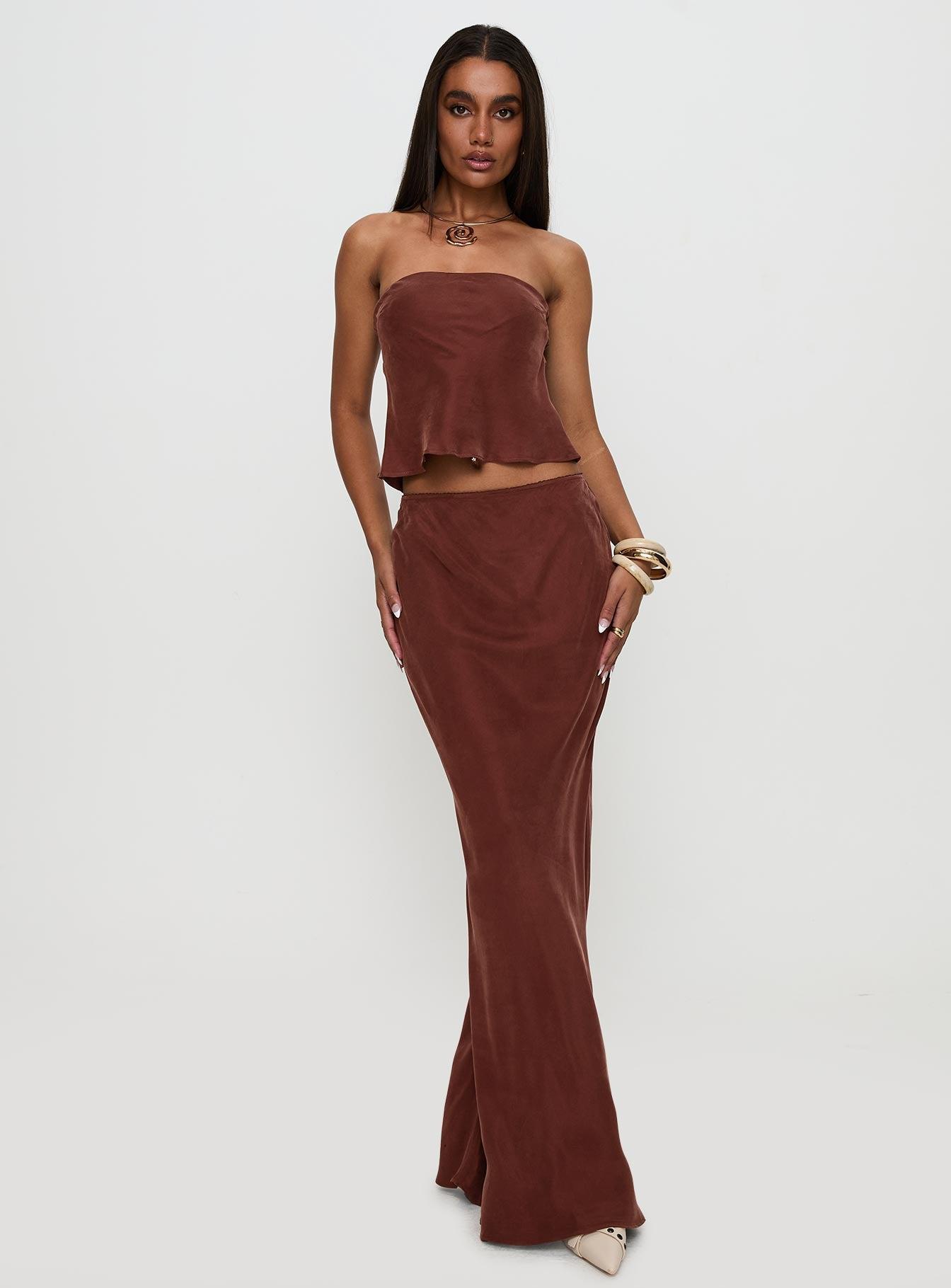 Lucelia Maxi Skirt Brown Product Image