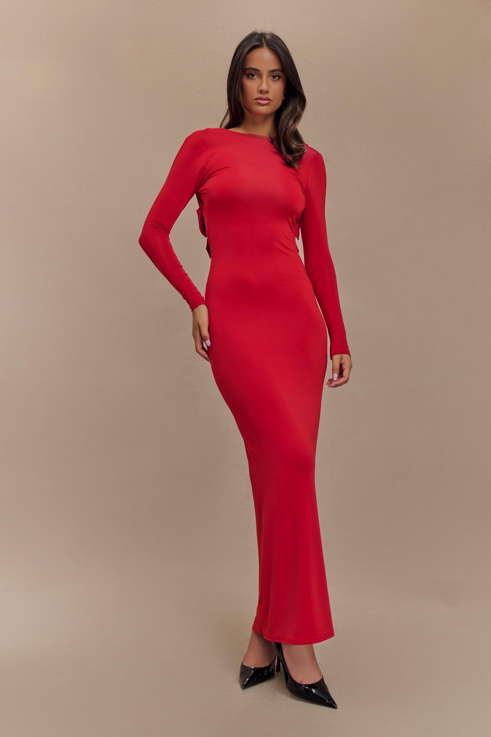 Bennett Slinky Long Sleeve Maxi Dress - Ruby Product Image