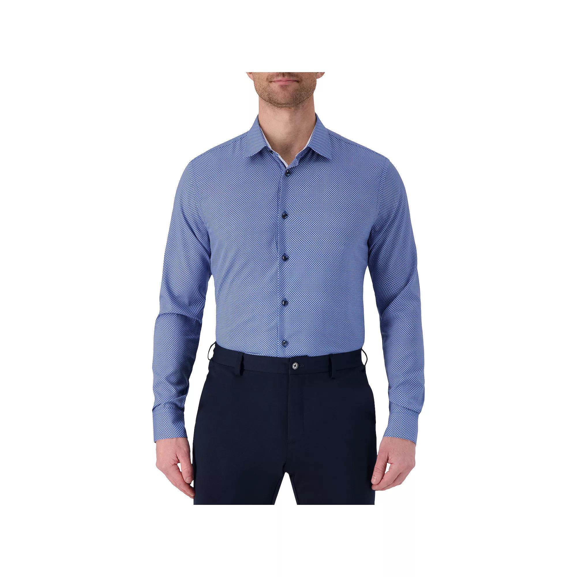 Men's Report Collection Slim-Fit Performance Dress Shirt, Size: 16-34/35, Royal Blue Geo Product Image