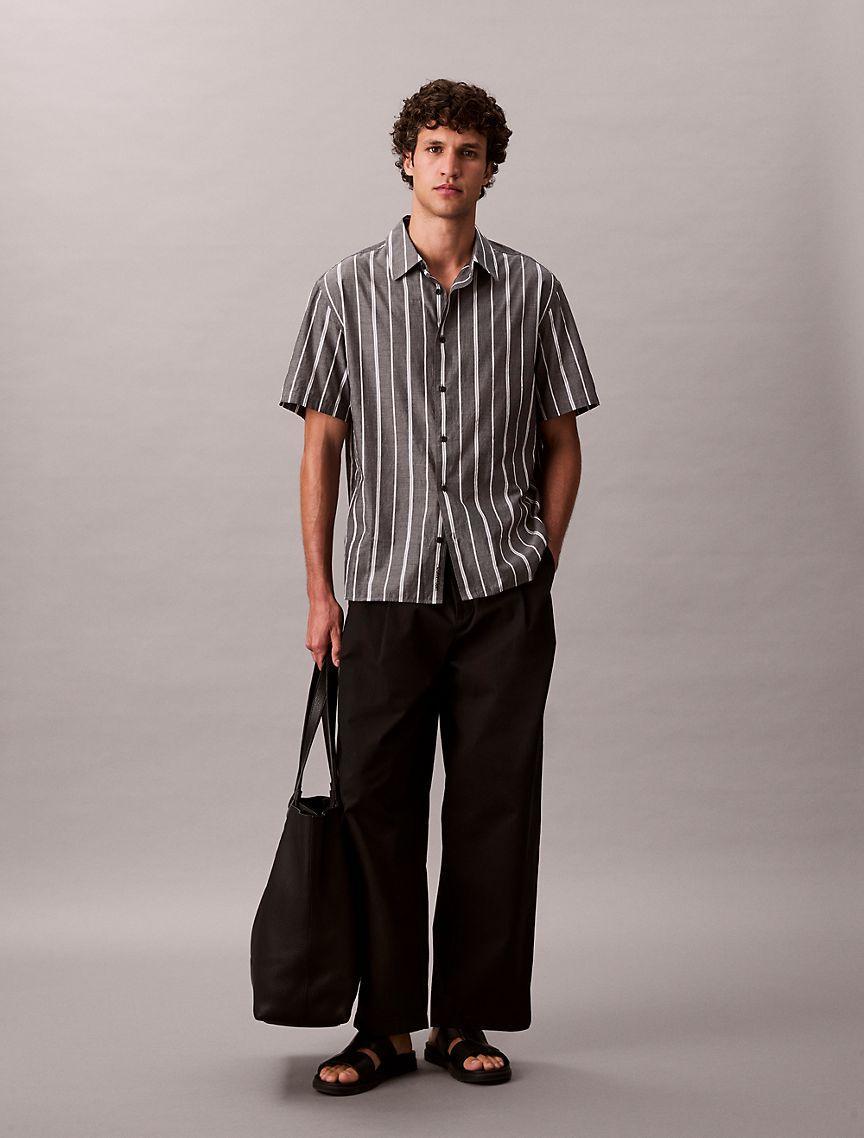 Cotton Stripe Relaxed Button-Down Shirt  Product Image