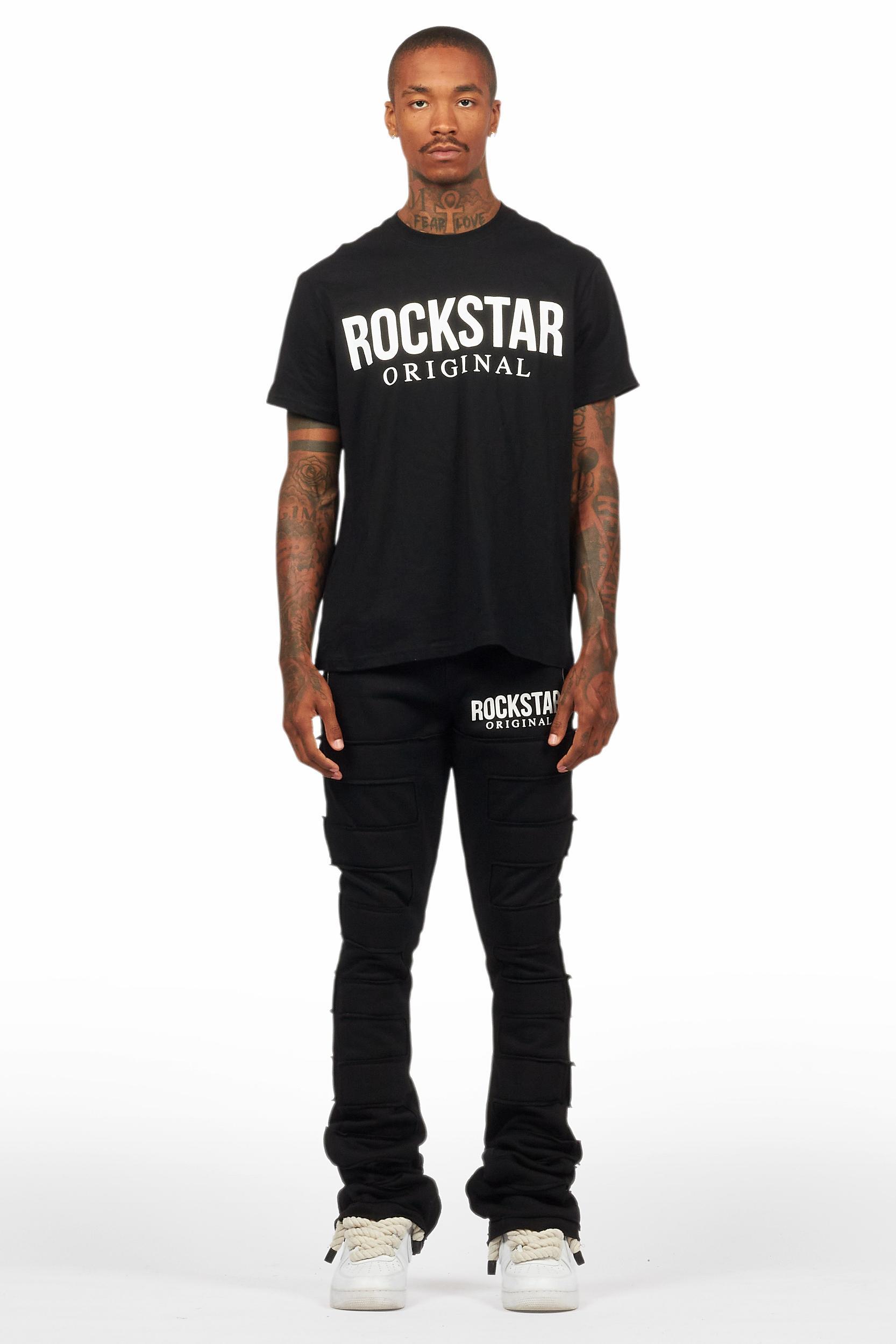 Emilio Black T-Shirt/Stacked Flare Track Set Male Product Image