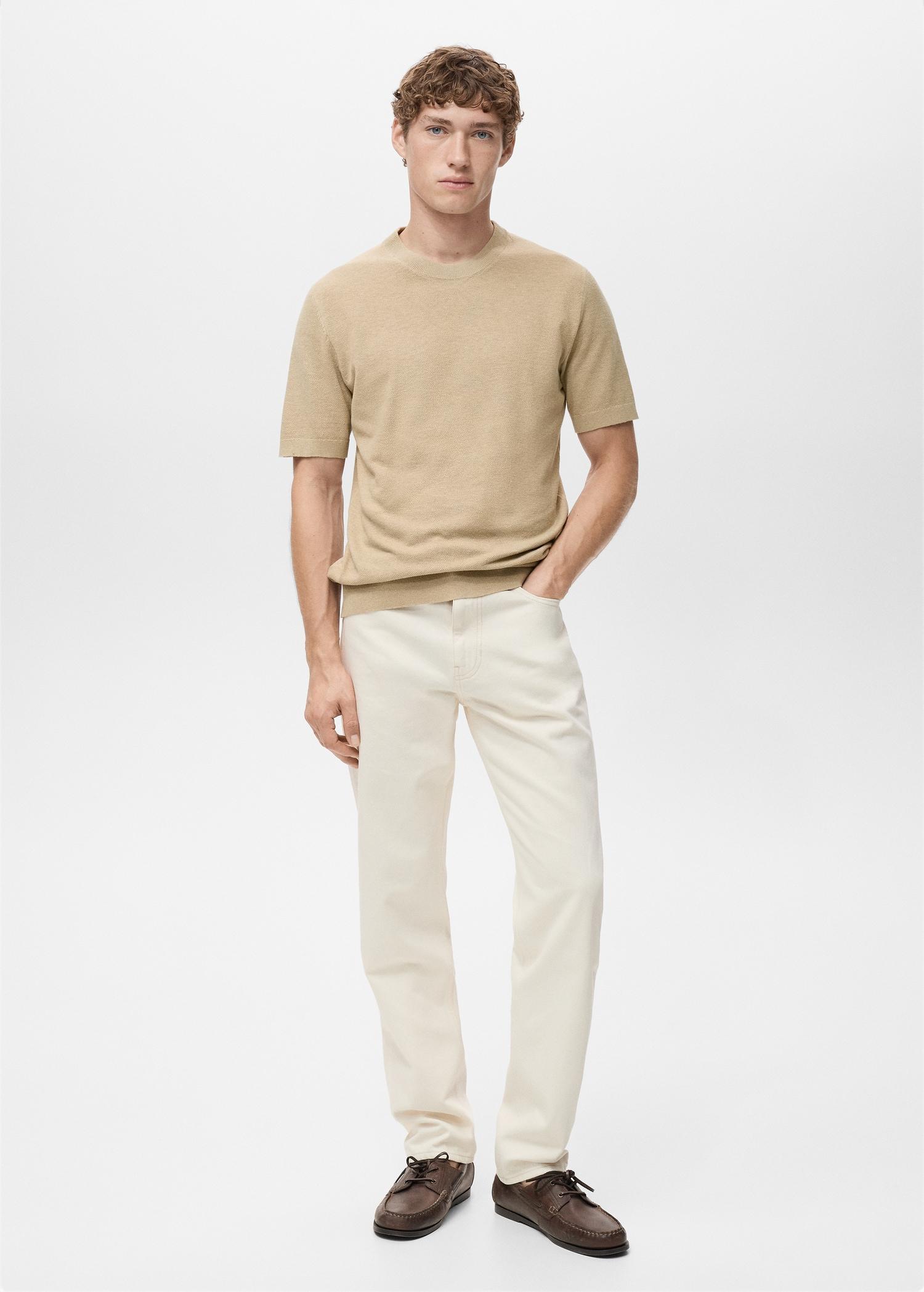 Cotton fine-knit t-shirt - Men | MANGO USA Product Image