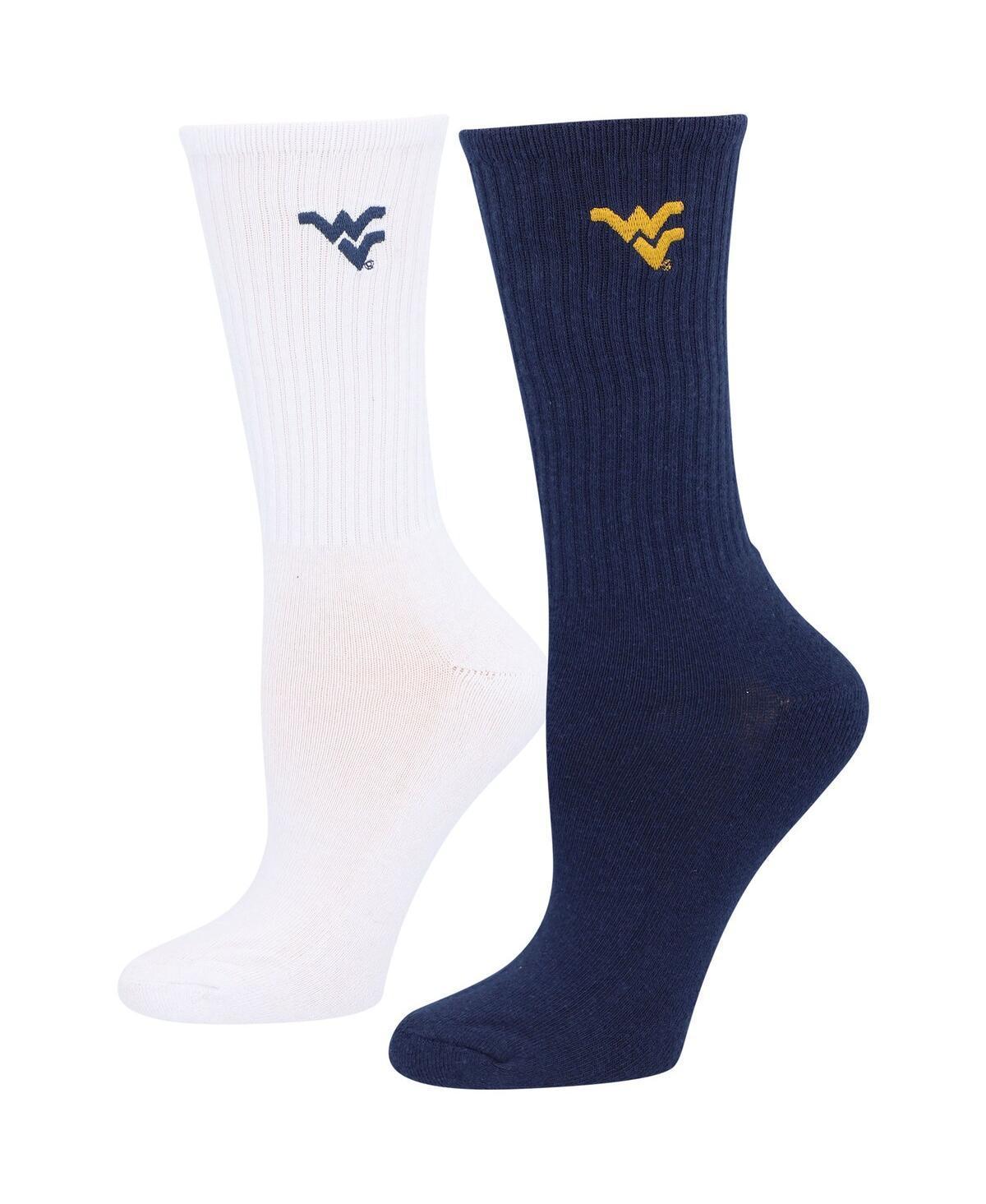 Womens ZooZatz /White West Virginia Mountaineers 2-Pack Quarter-Length Socks, Blue Product Image