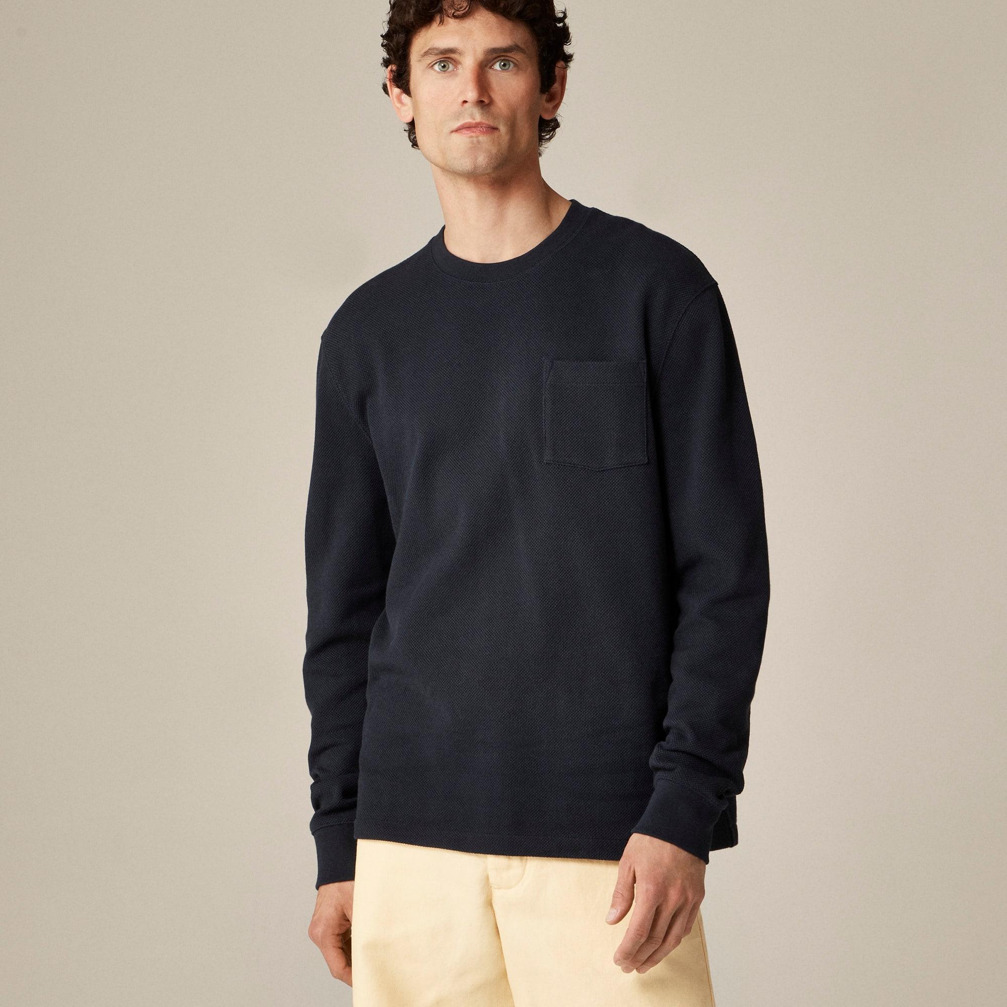 Long-sleeve macropiqué cotton T-shirt Product Image
