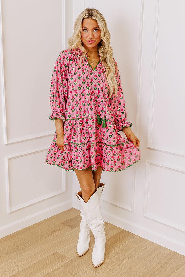 Playful Pursuits Floral Mini Dress in Pink Product Image