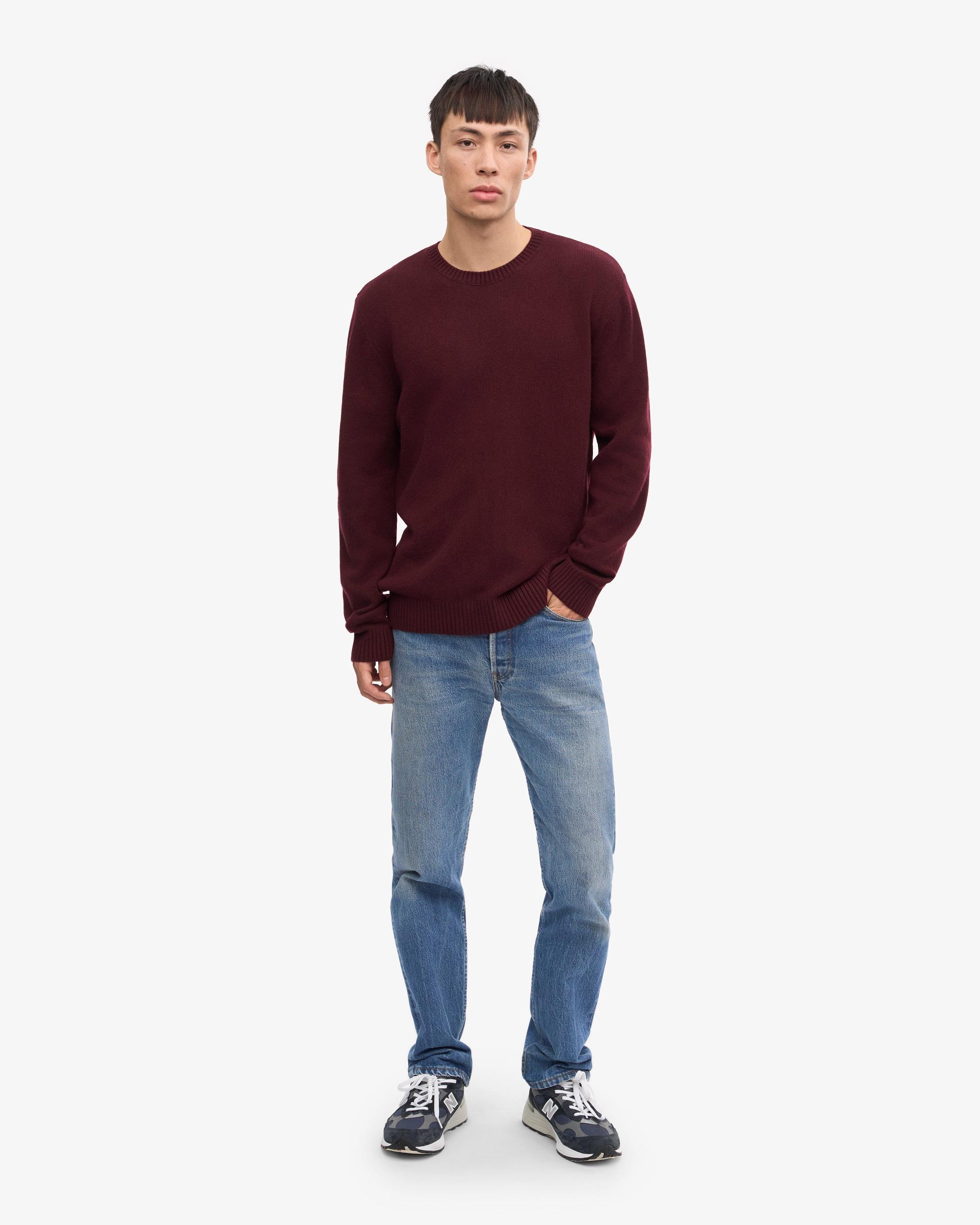 Classic Merino Wool Crew - Oxblood Red Product Image