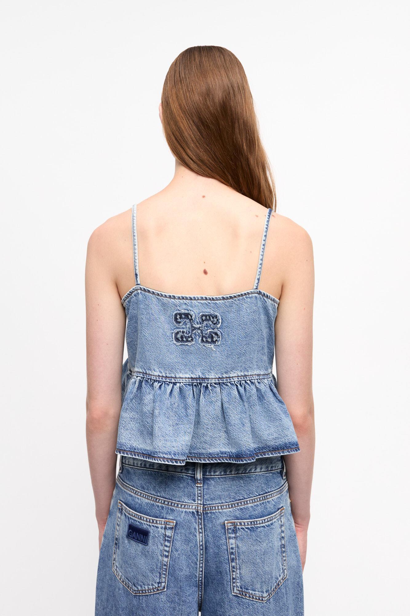 Blue Denim Strap Top Product Image