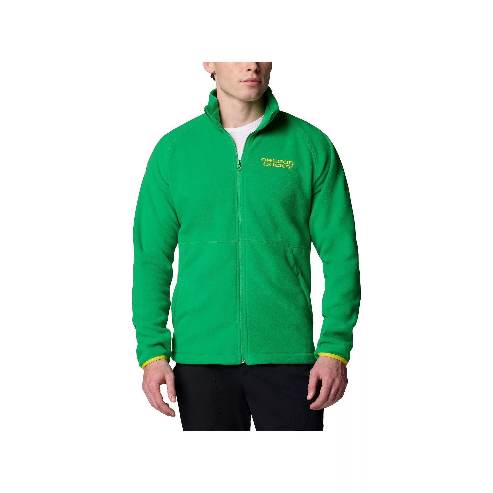 Men's Columbia  Green Oregon Ducks Flanker IV Fleece Raglan Full-Zip Jacket, Size: XL Product Image