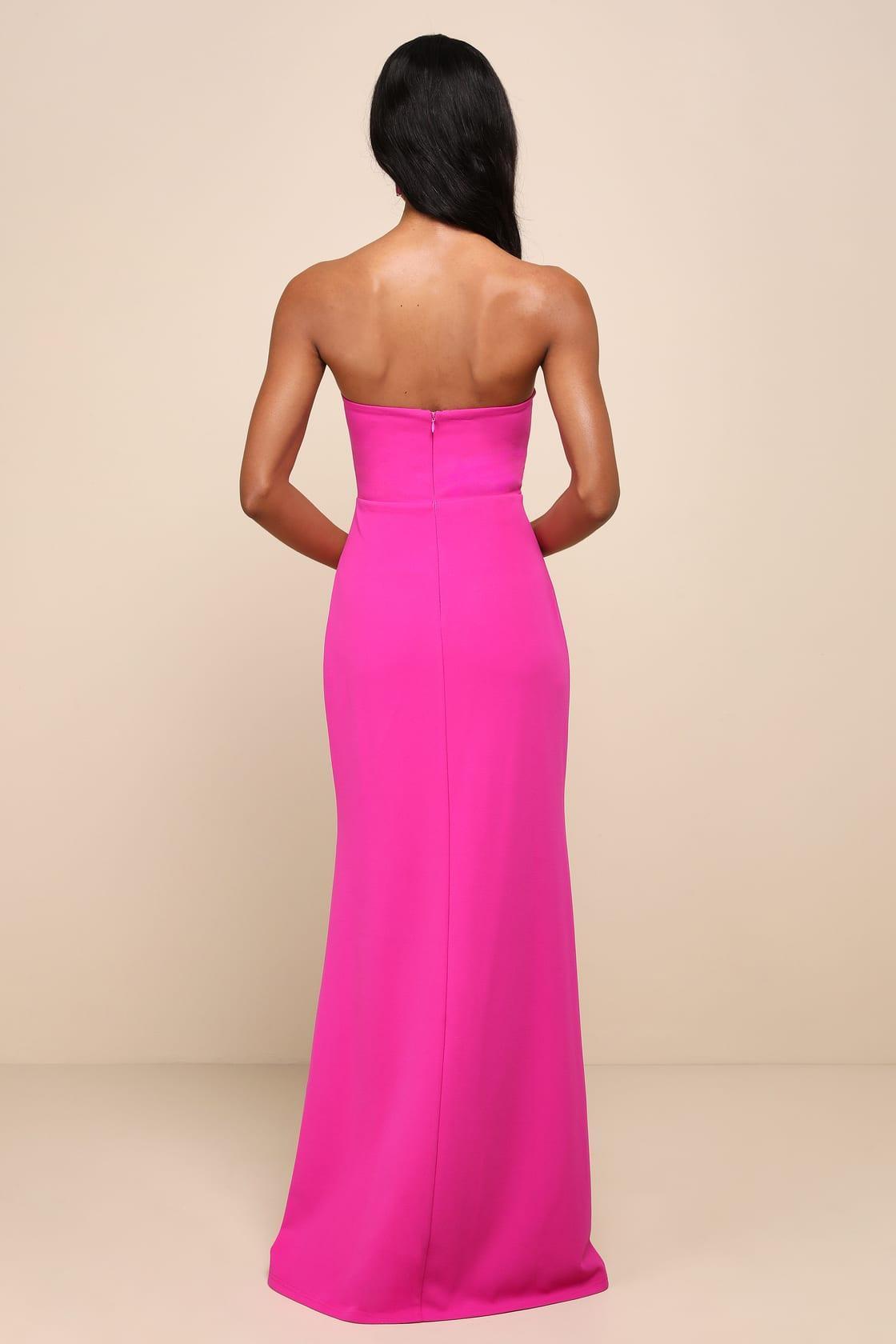 Effortless Radiance Magenta Strapless Mermaid Maxi Dress Product Image