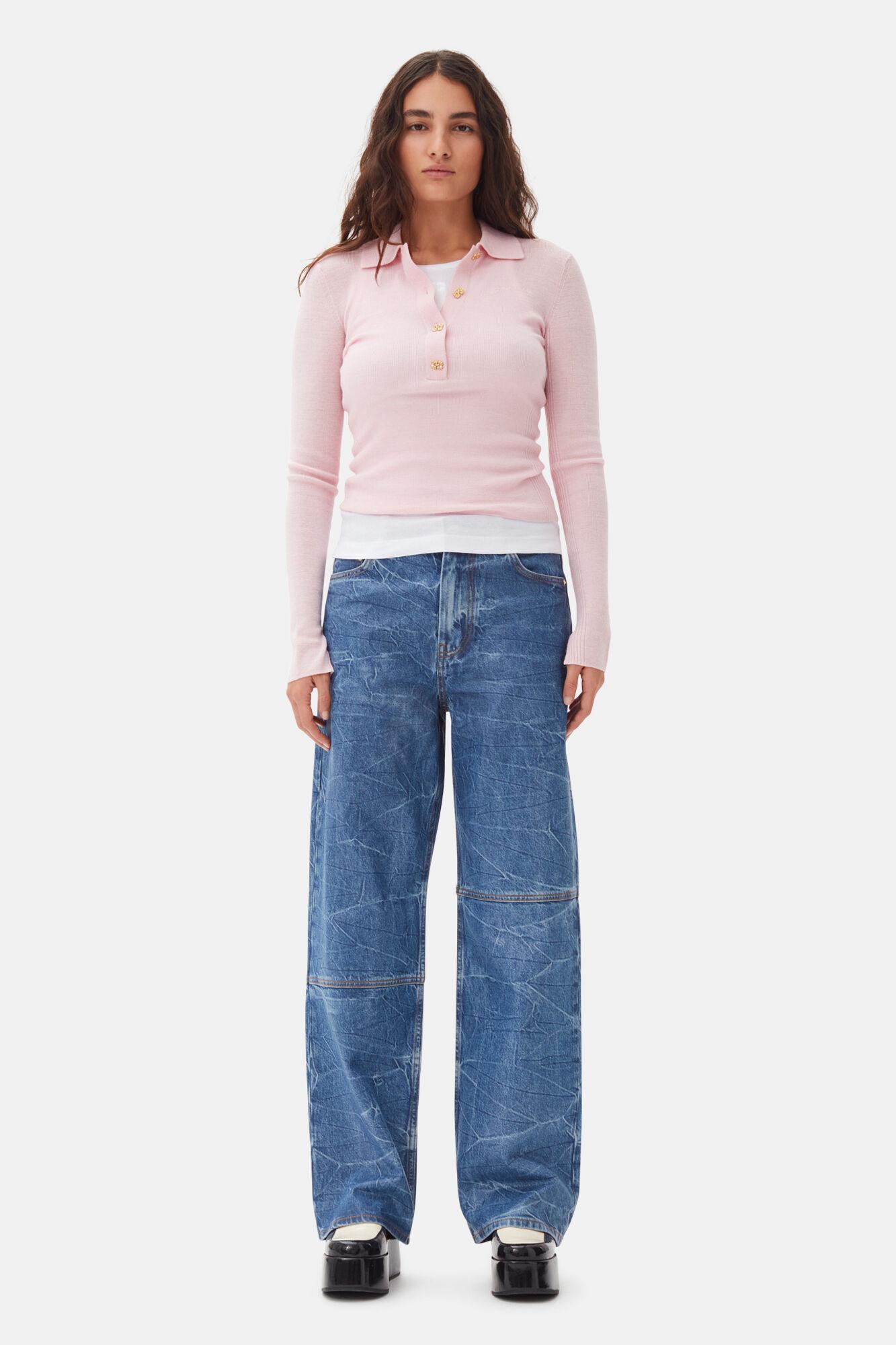 Pink Knitted Polo Shirt Product Image