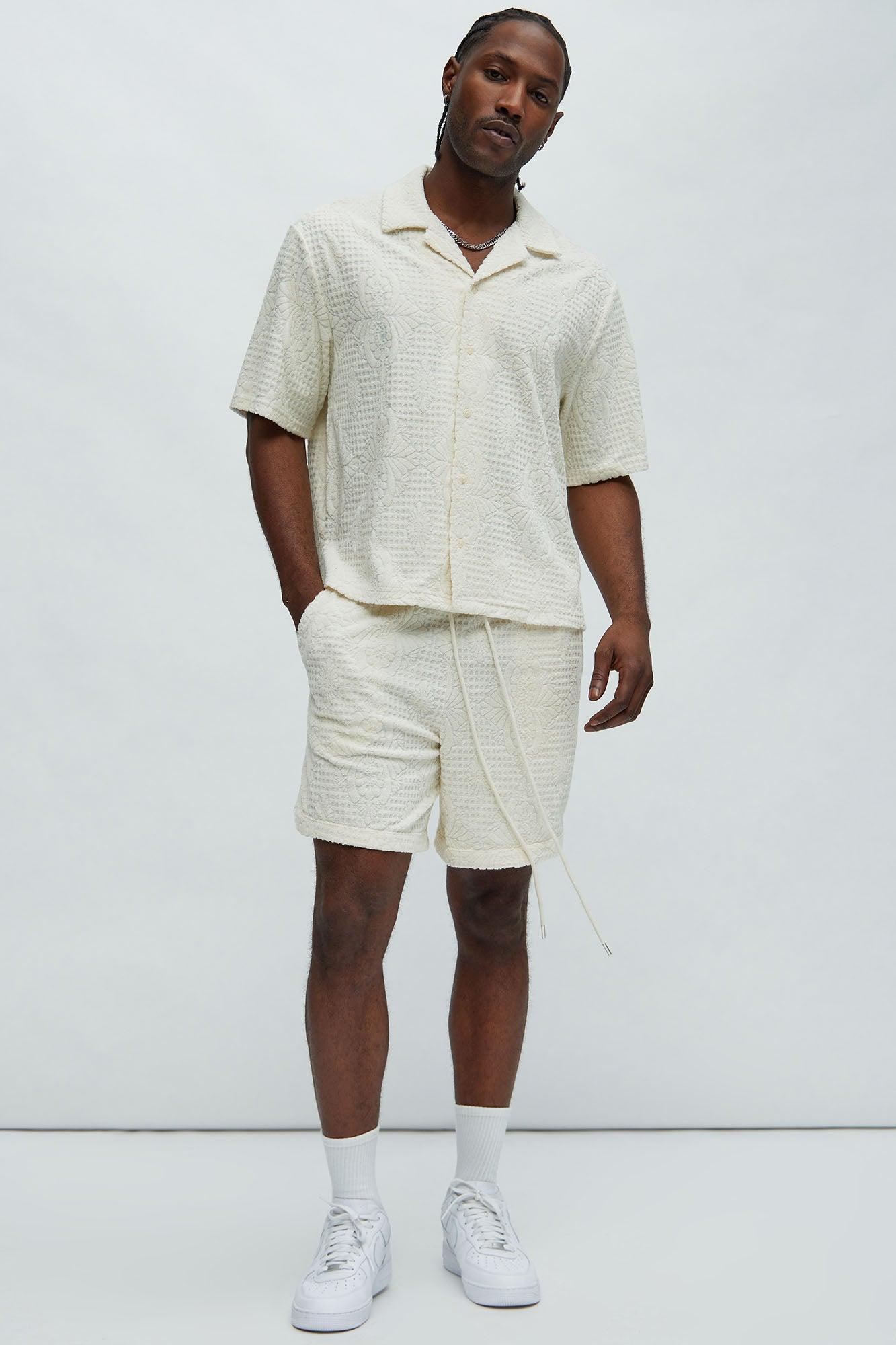 Ojai Textured Warmup Shorts - Cream Product Image