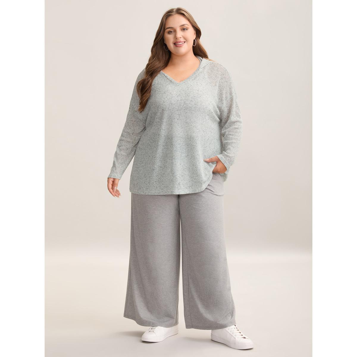 Plus Size Textured Sheer Hooded Everyday T-Shirt Multicolor Women Casual Texture Hooded Everyday T-shirts BloomChic 28/5X Product Image