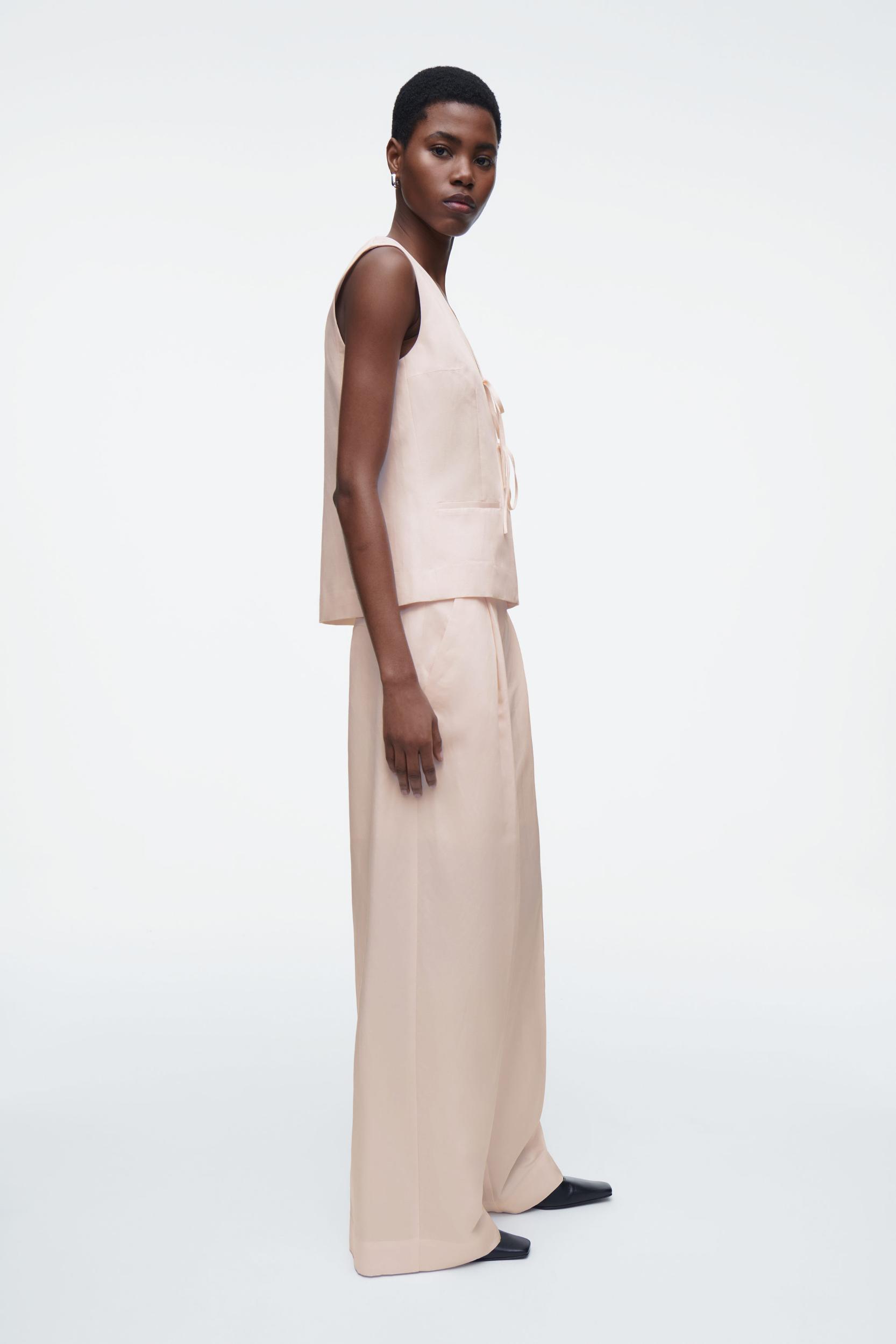 LINEN-BLEND TIE-FRONT VEST Product Image