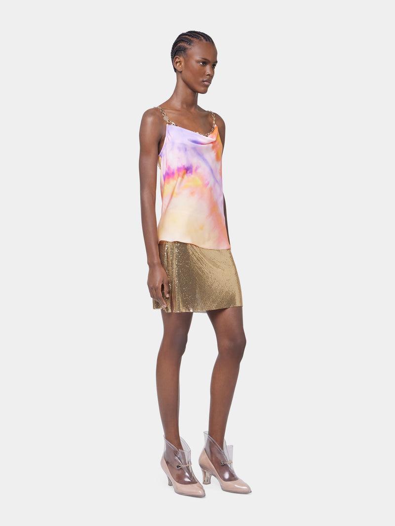 GOLD MINI SKIRT IN MESH Product Image