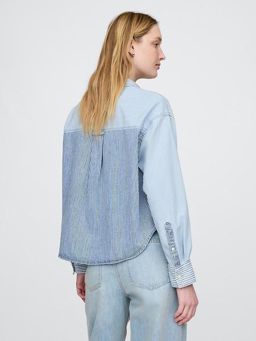 Denim Cropped Big Shirt Product Image