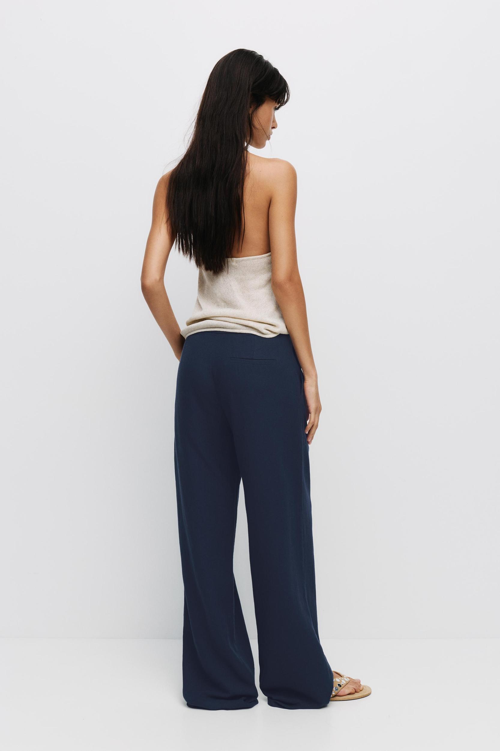 Straight linen-blend pants Product Image