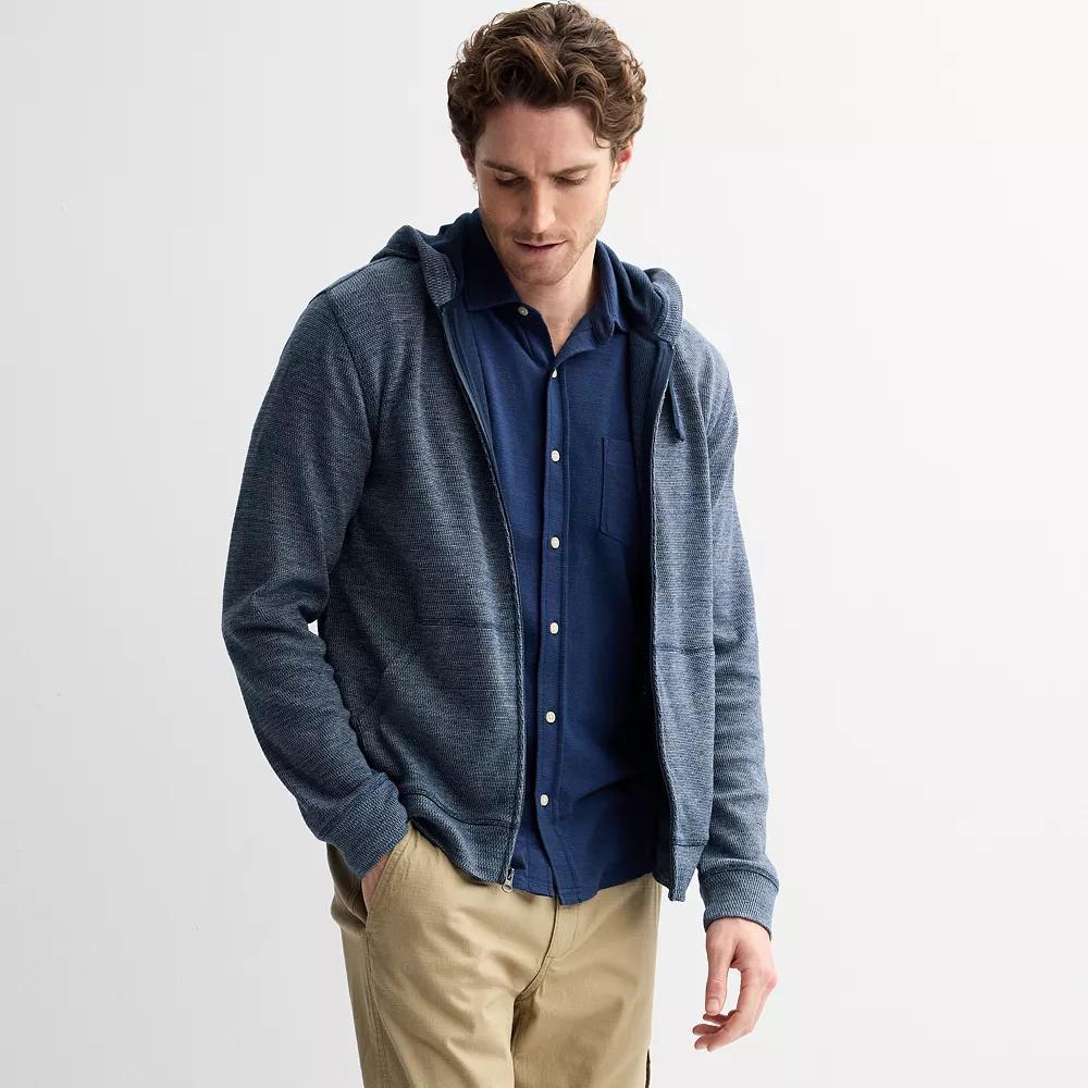 Men's Sonoma Goods For Life® The Textured Full-Zip Hoodie, Size: Large, Blue Product Image