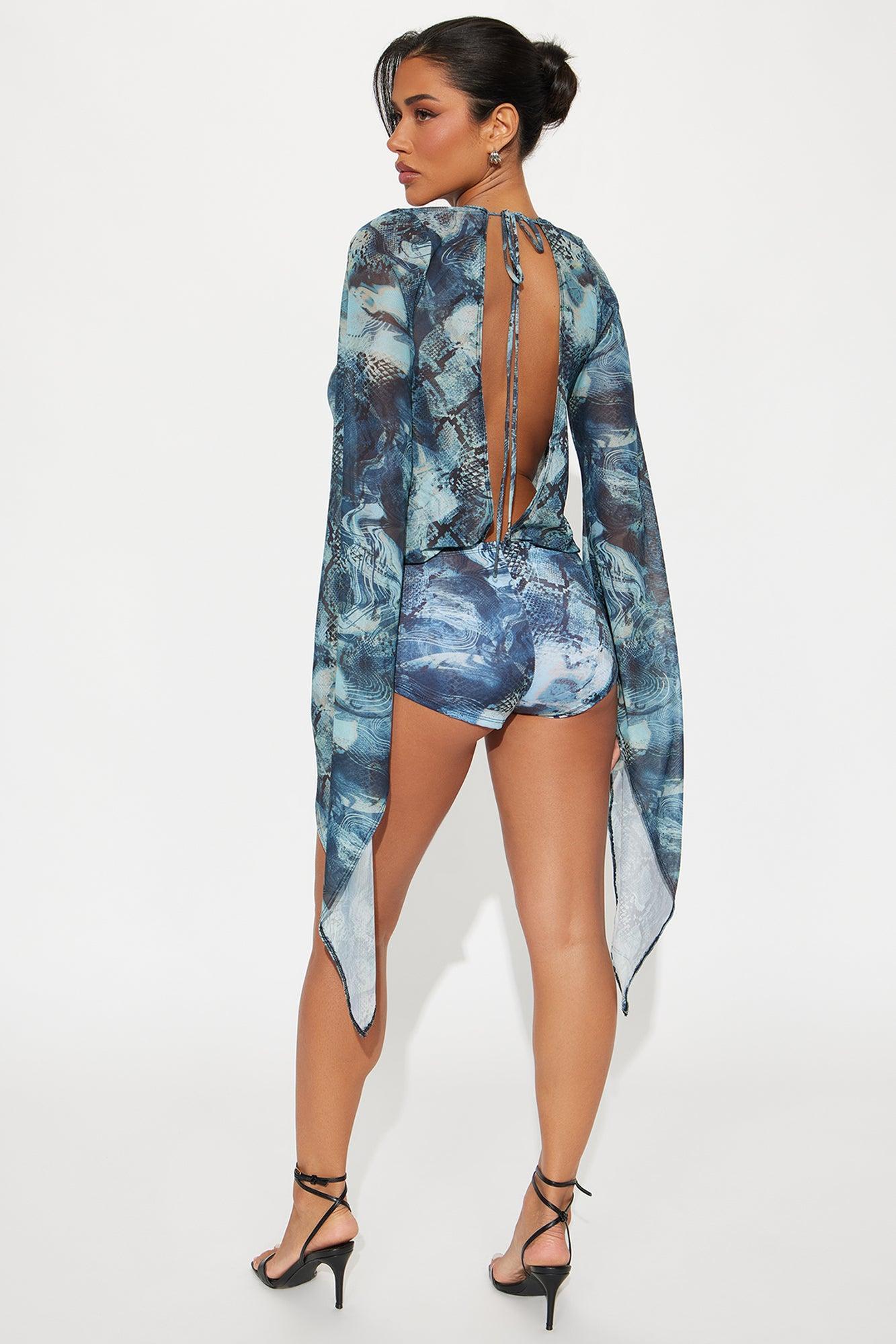 Never Underrated Micro Short Romper - Blue/combo Product Image